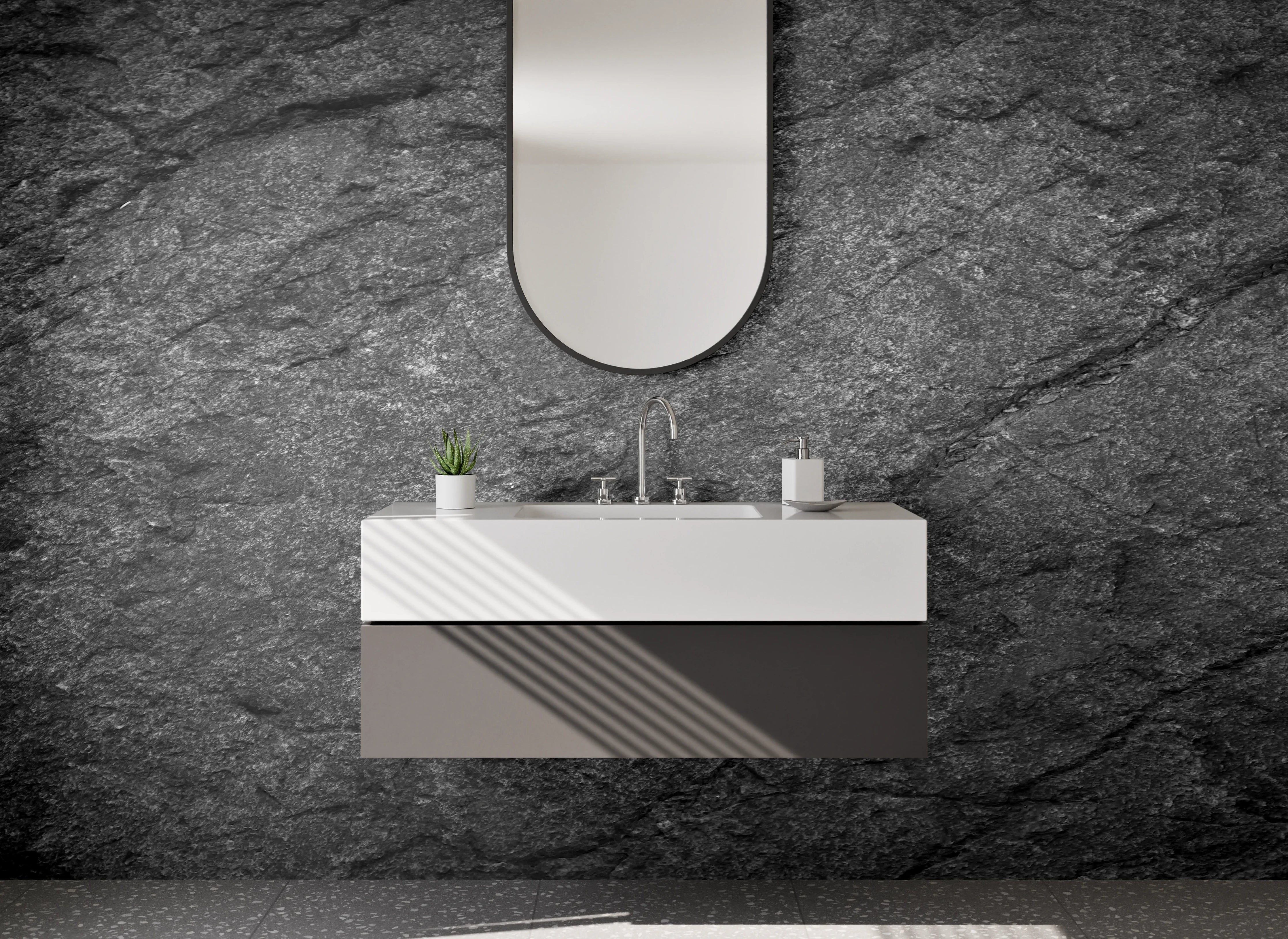 Waschbecken-Rückwand - Moderne Schiefer-Optik für Küchenrückwand