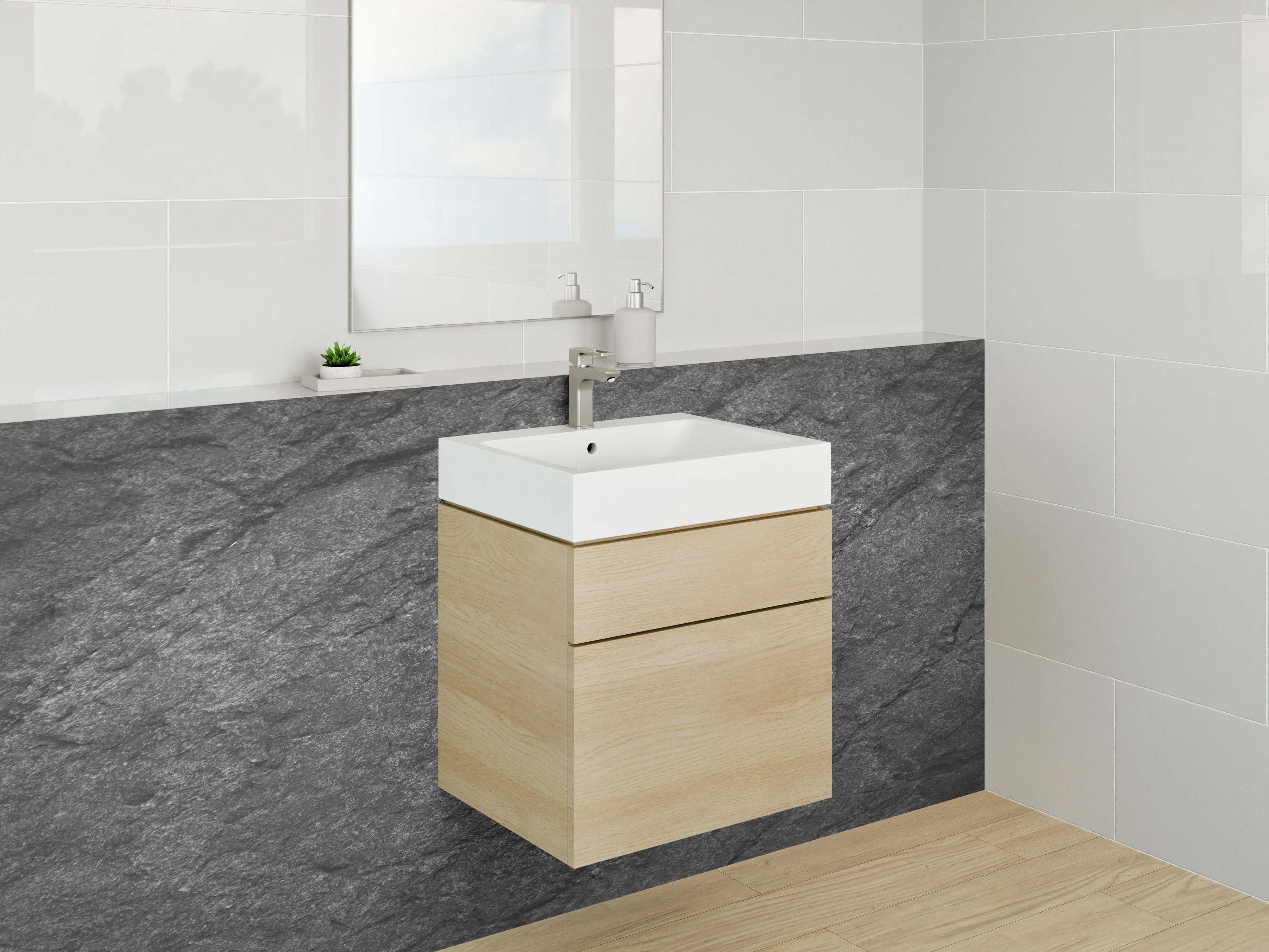 Waschbecken-Rückwand - Moderne Schiefer-Optik für Küchenrückwand