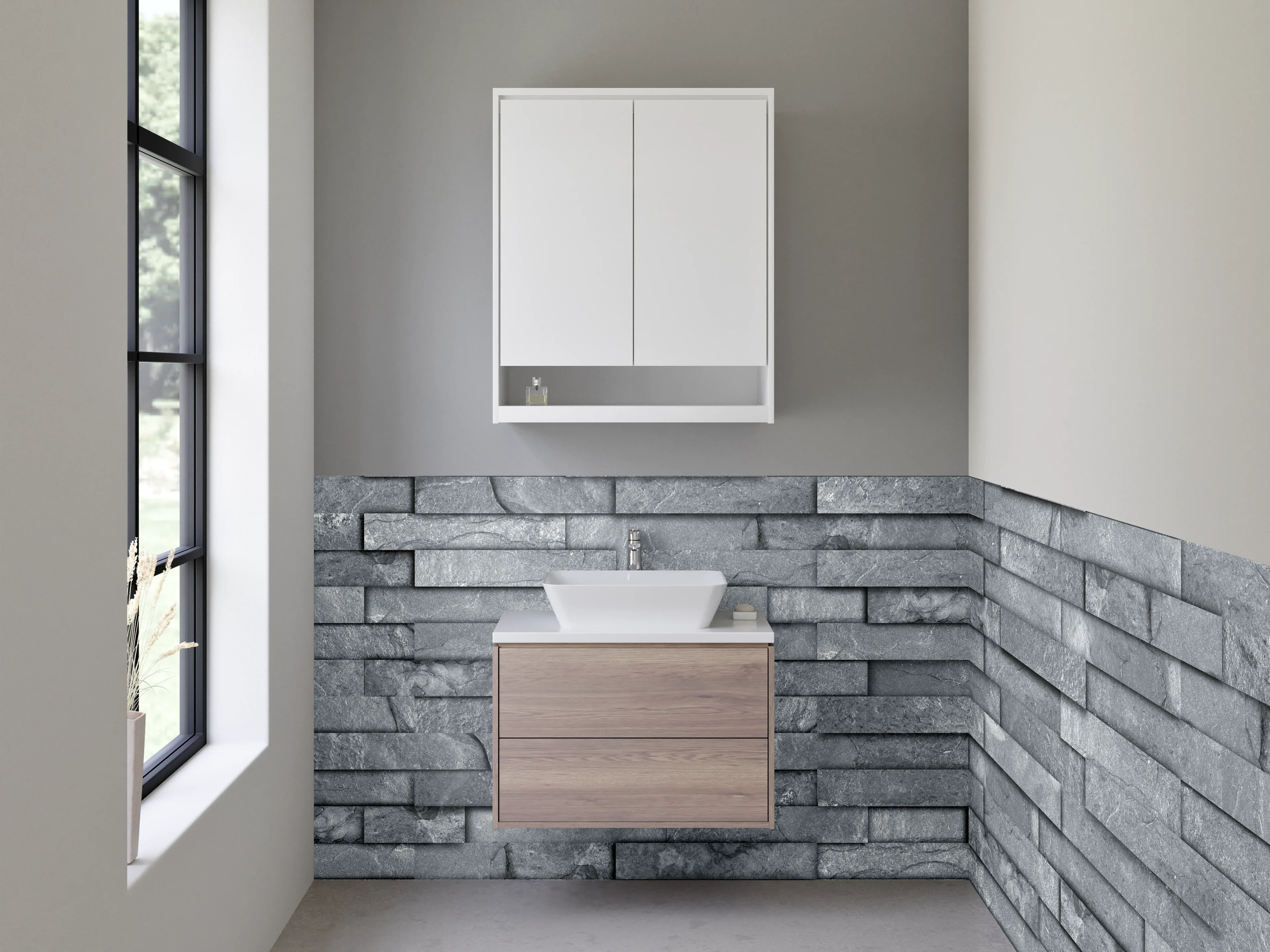 Waschbecken-Rückwand - Moderne Schieferoptik für Bad & Küche