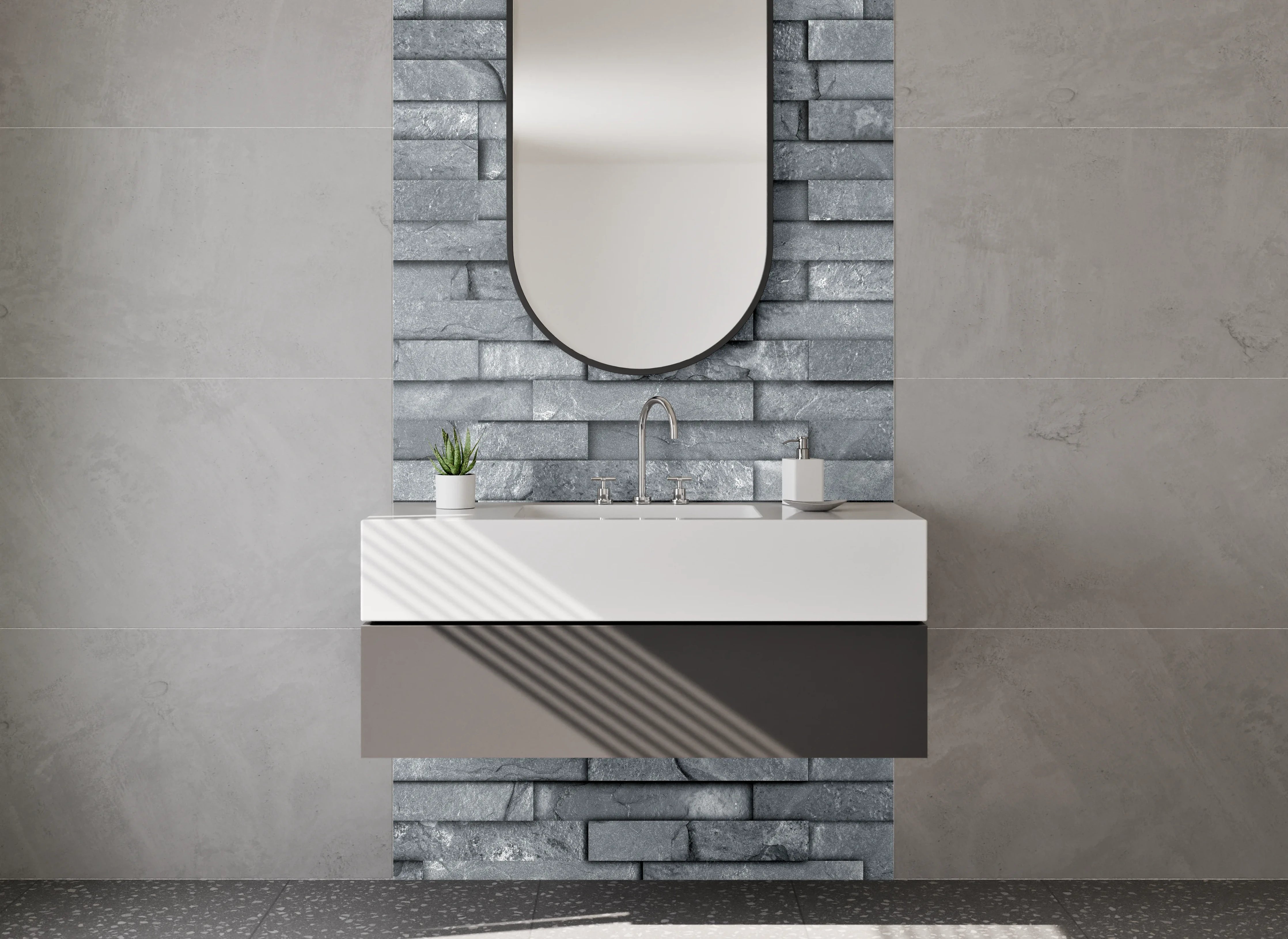 Waschbecken-Rückwand - Moderne Schieferoptik für Bad & Küche