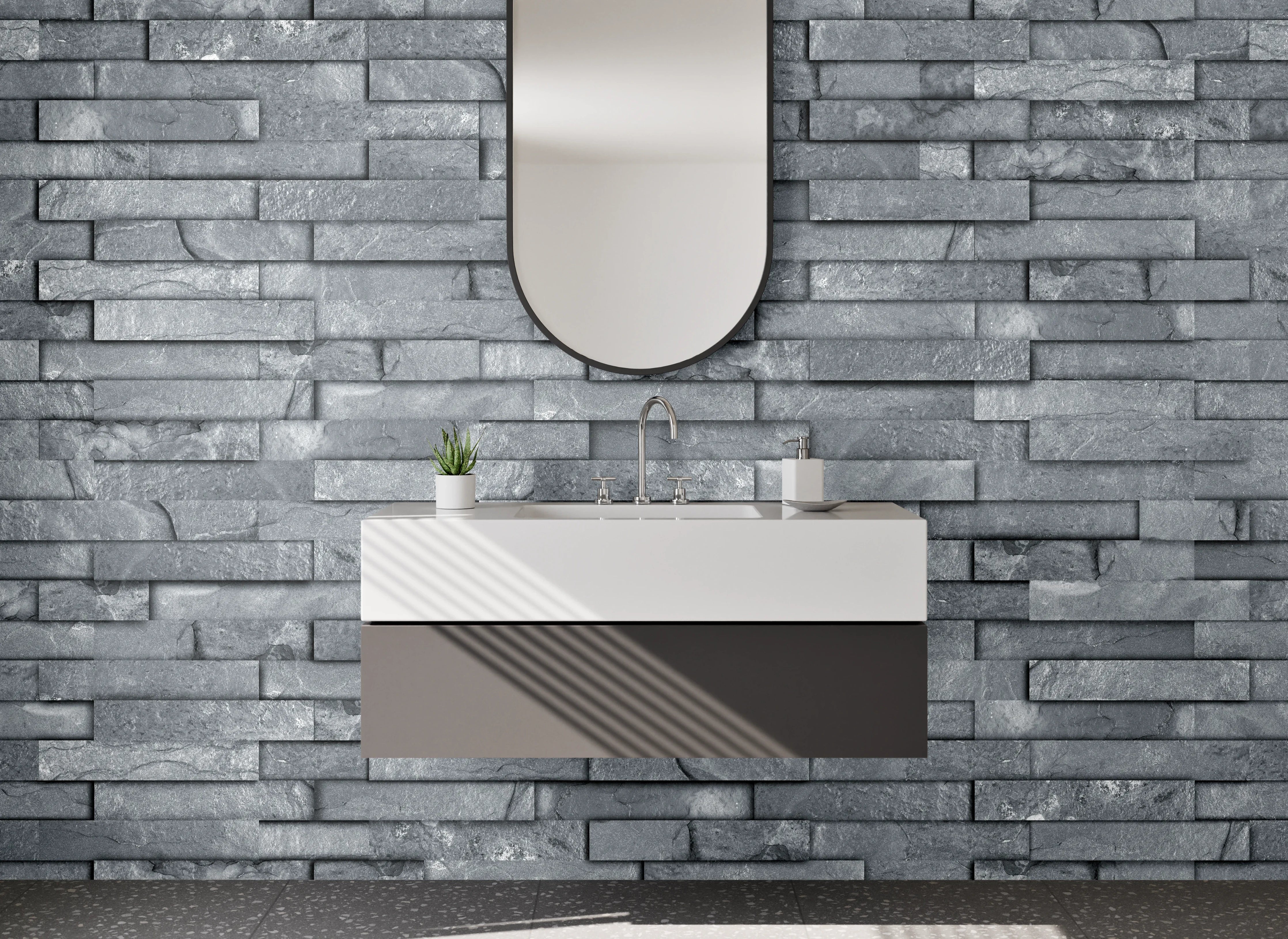 Waschbecken-Rückwand - Moderne Schieferoptik für Bad & Küche