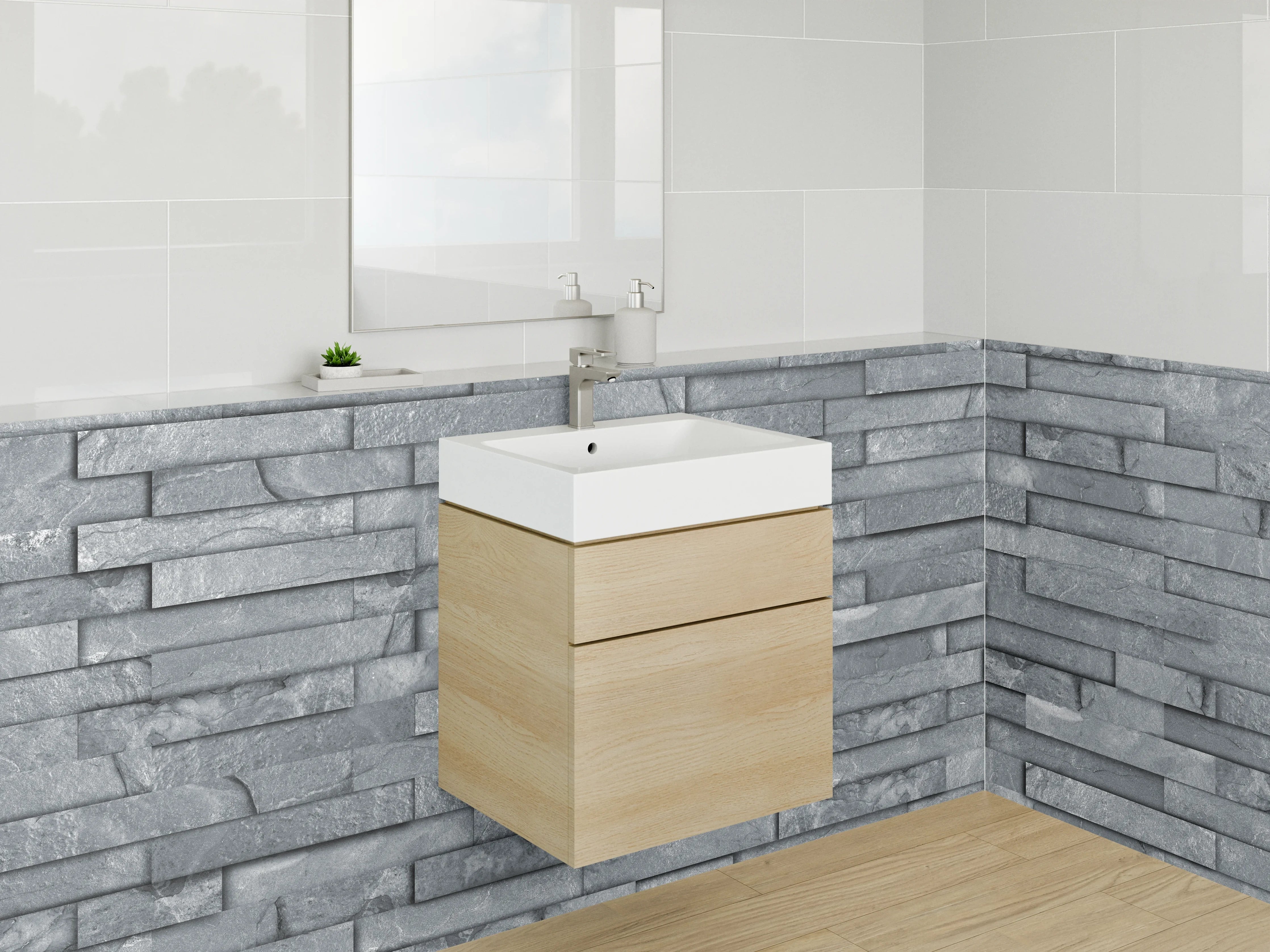 Waschbecken-Rückwand - Moderne Schieferoptik für Bad & Küche