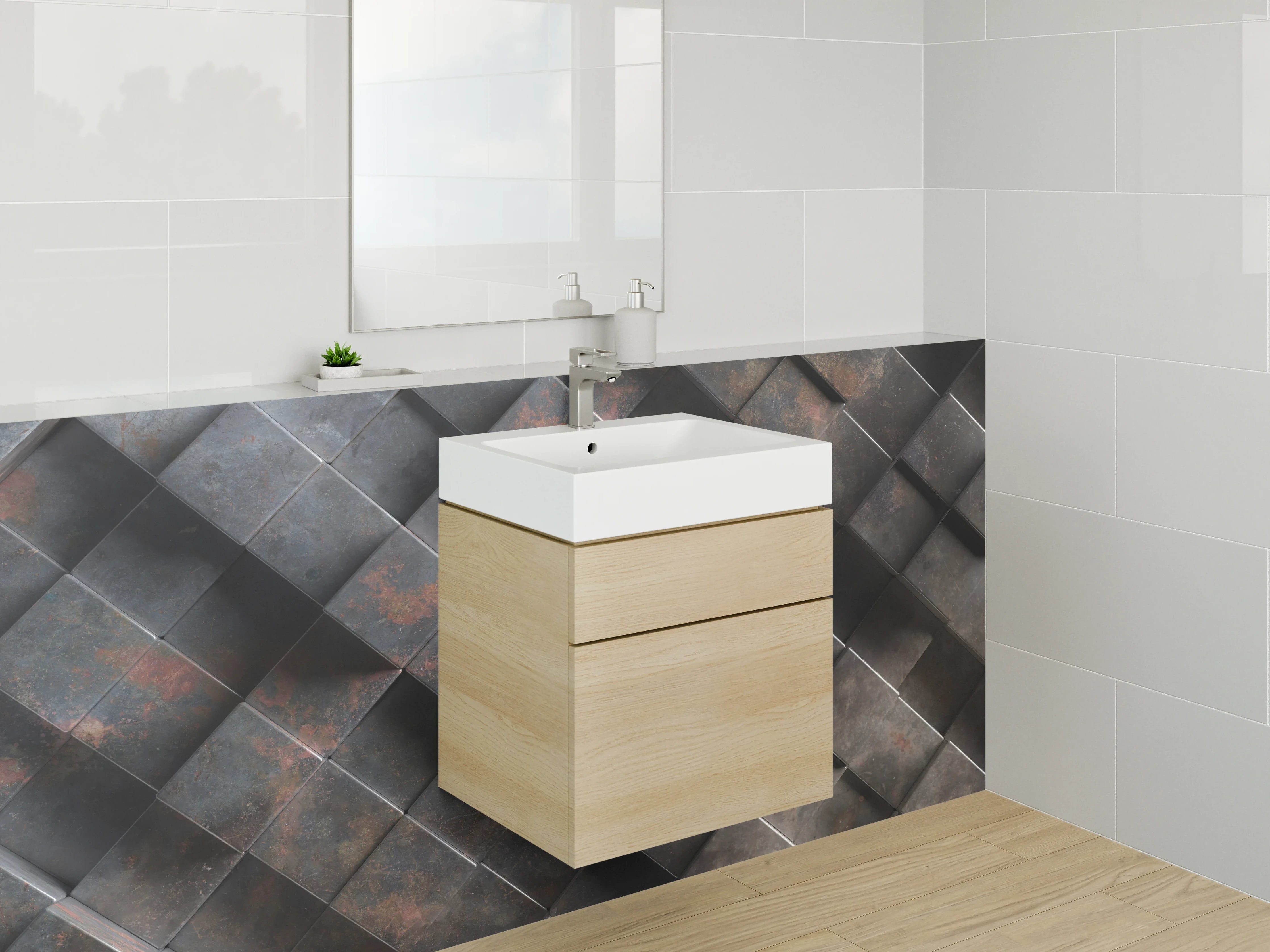 Waschbecken-Rückwand - Moderne Steinoptik Fliesen Muster