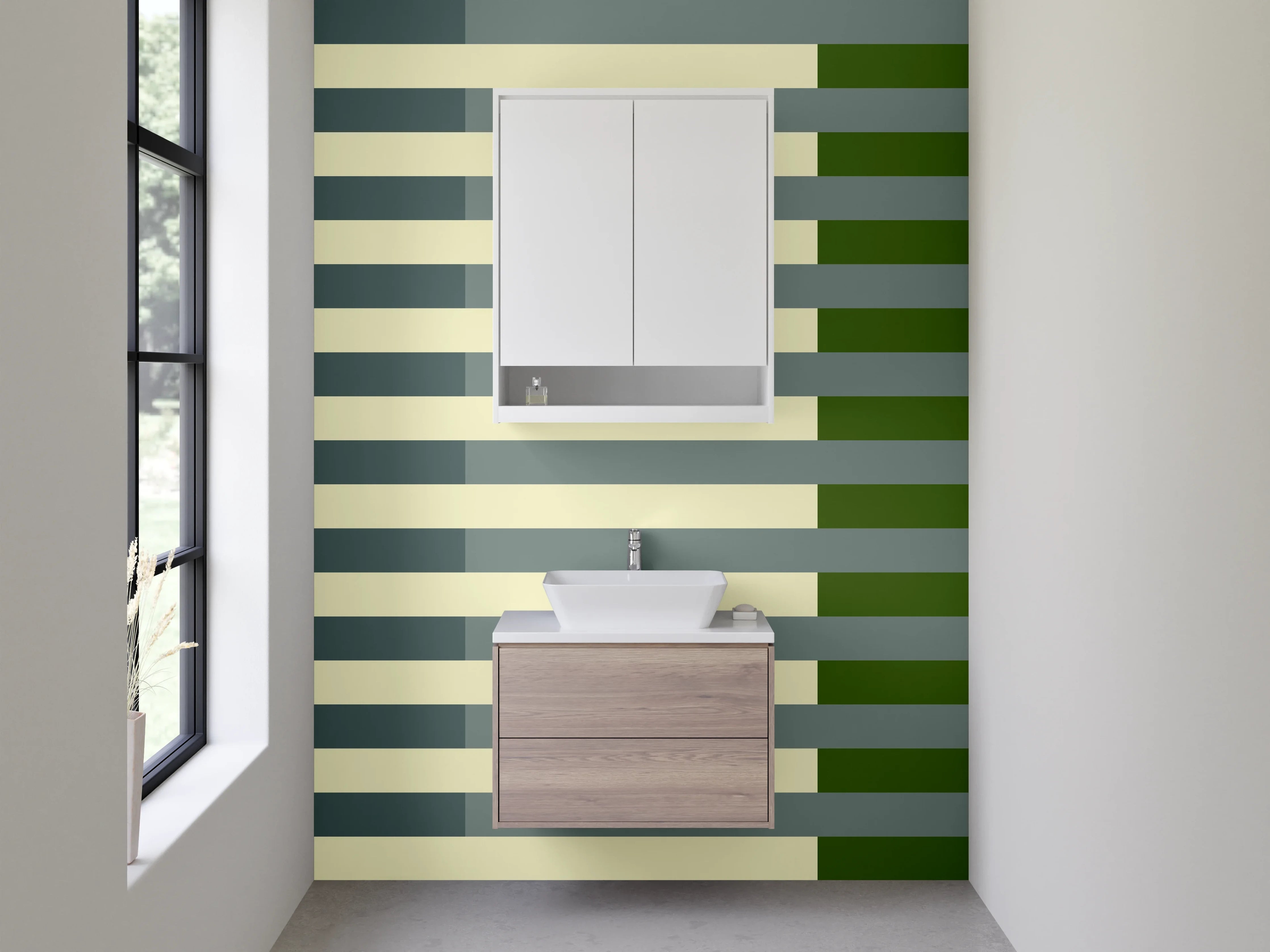 Waschbecken-Rückwand - Moderne Streifenmuster in neutralen Tönen