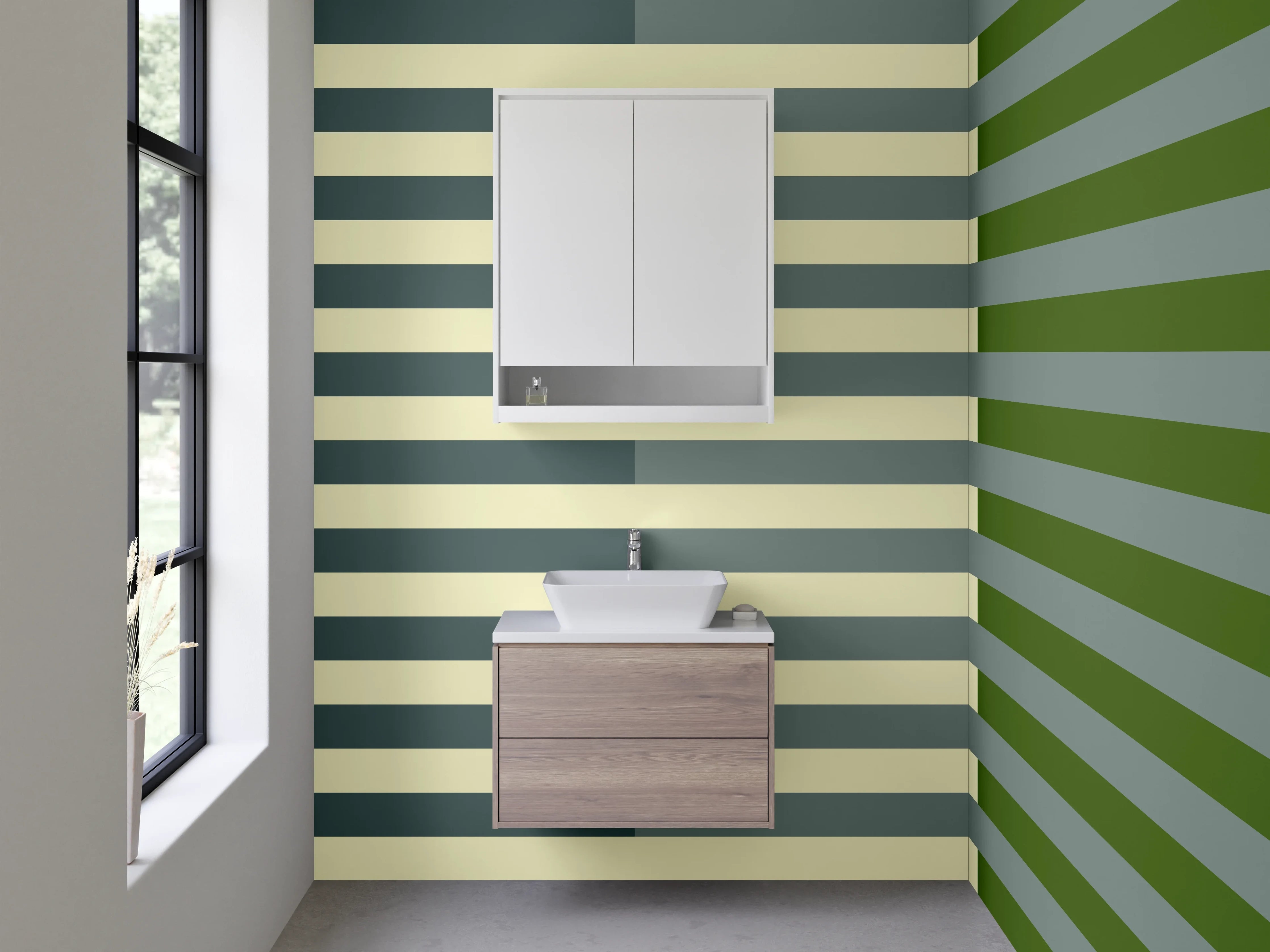 Waschbecken-Rückwand - Moderne Streifenmuster in neutralen Tönen