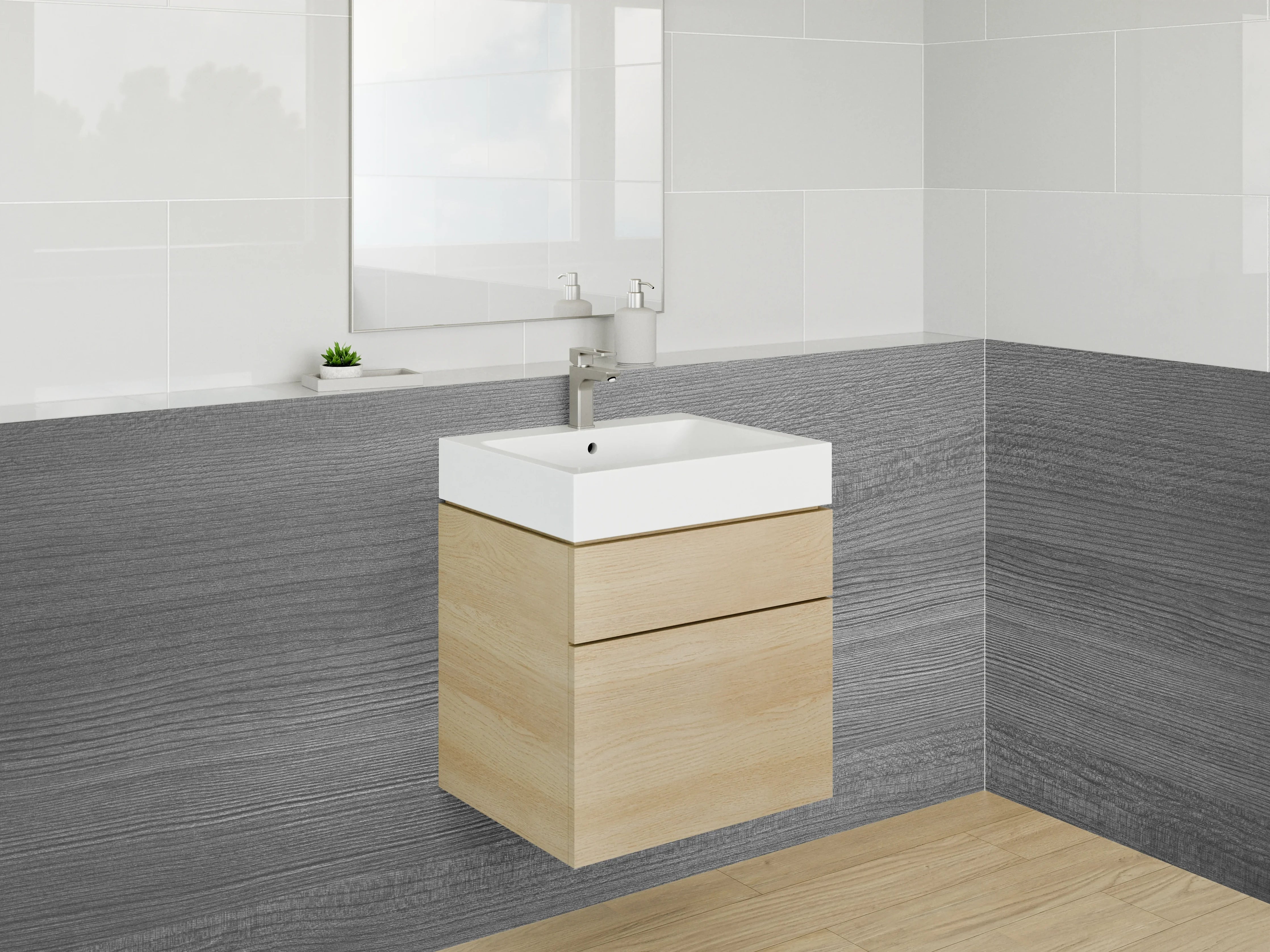 Waschbecken-Rückwand - Moderne dunkle Holzstruktur