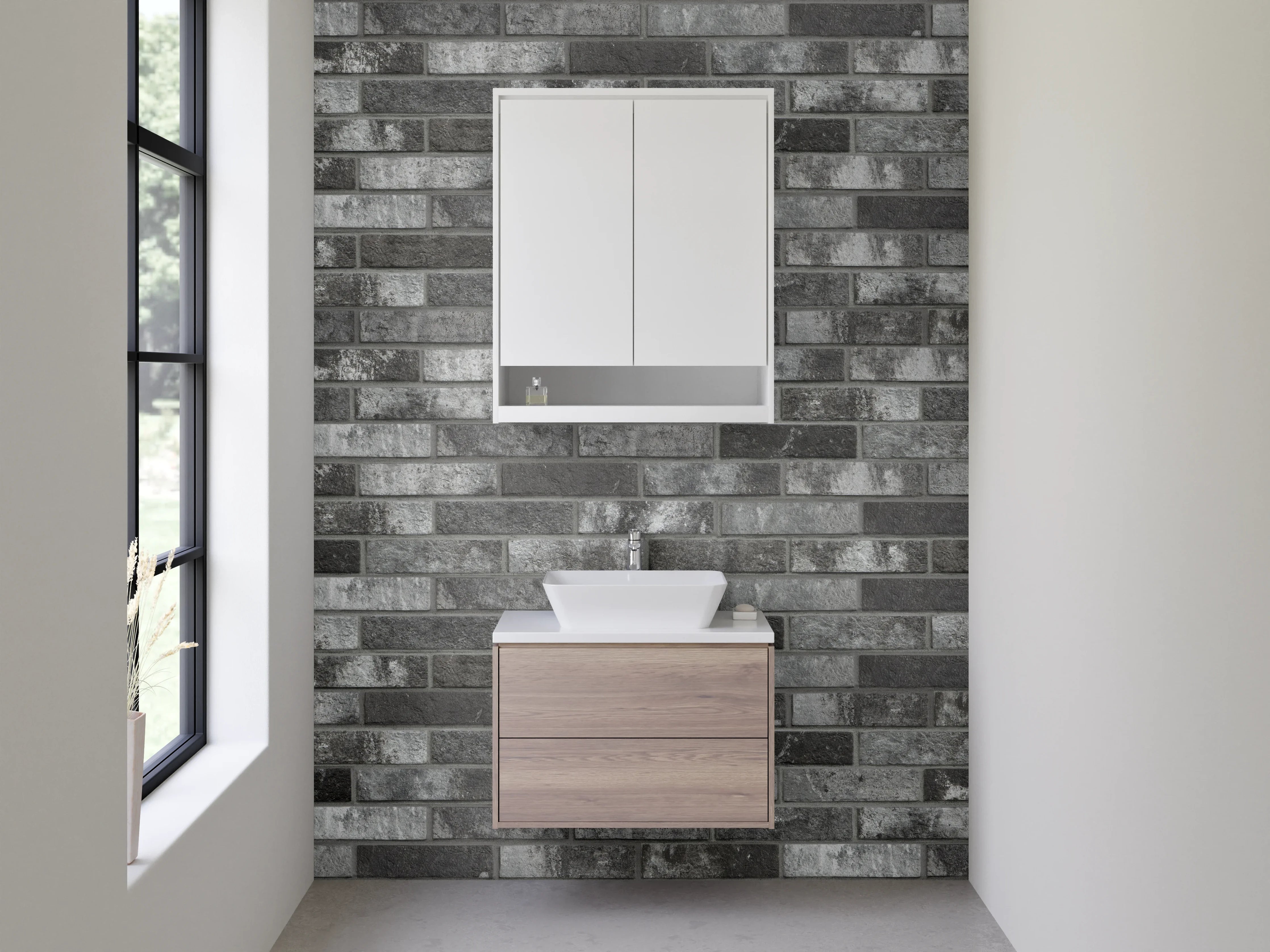 Waschbecken-Rückwand - Moderne dunkle Mosaik-Fliesenoptik Grau