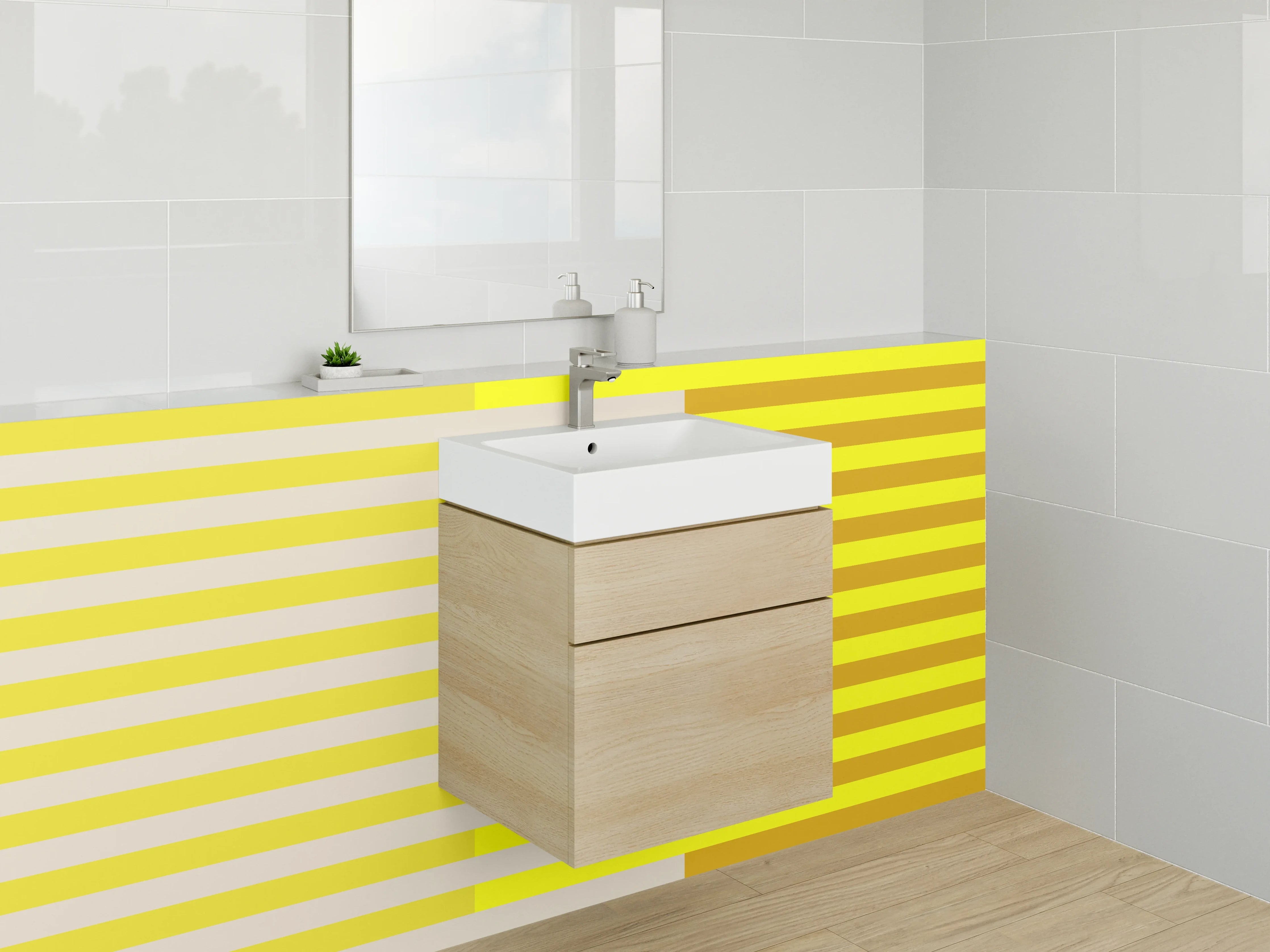 Waschbecken-Rückwand - Moderne gelbe Linienstruktur