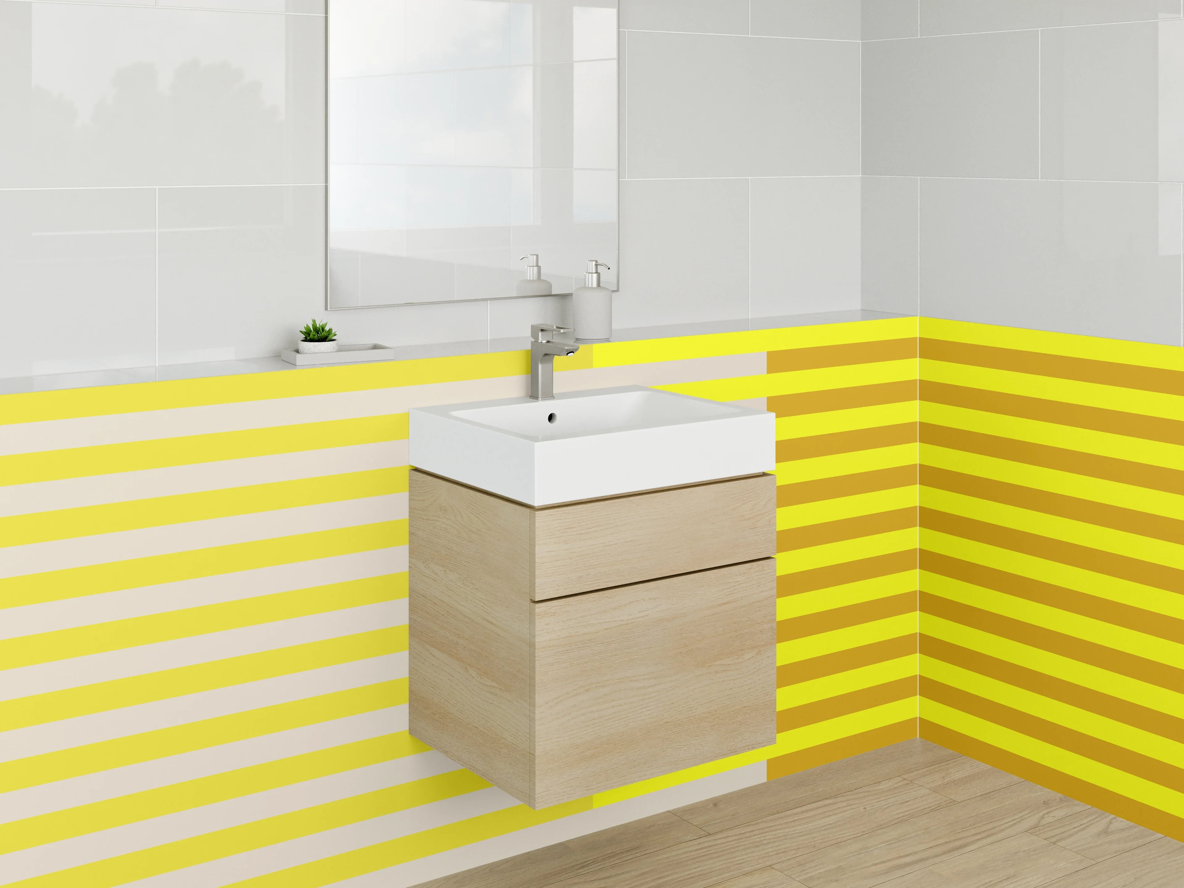 Waschbecken-Rückwand - Moderne gelbe Linienstruktur