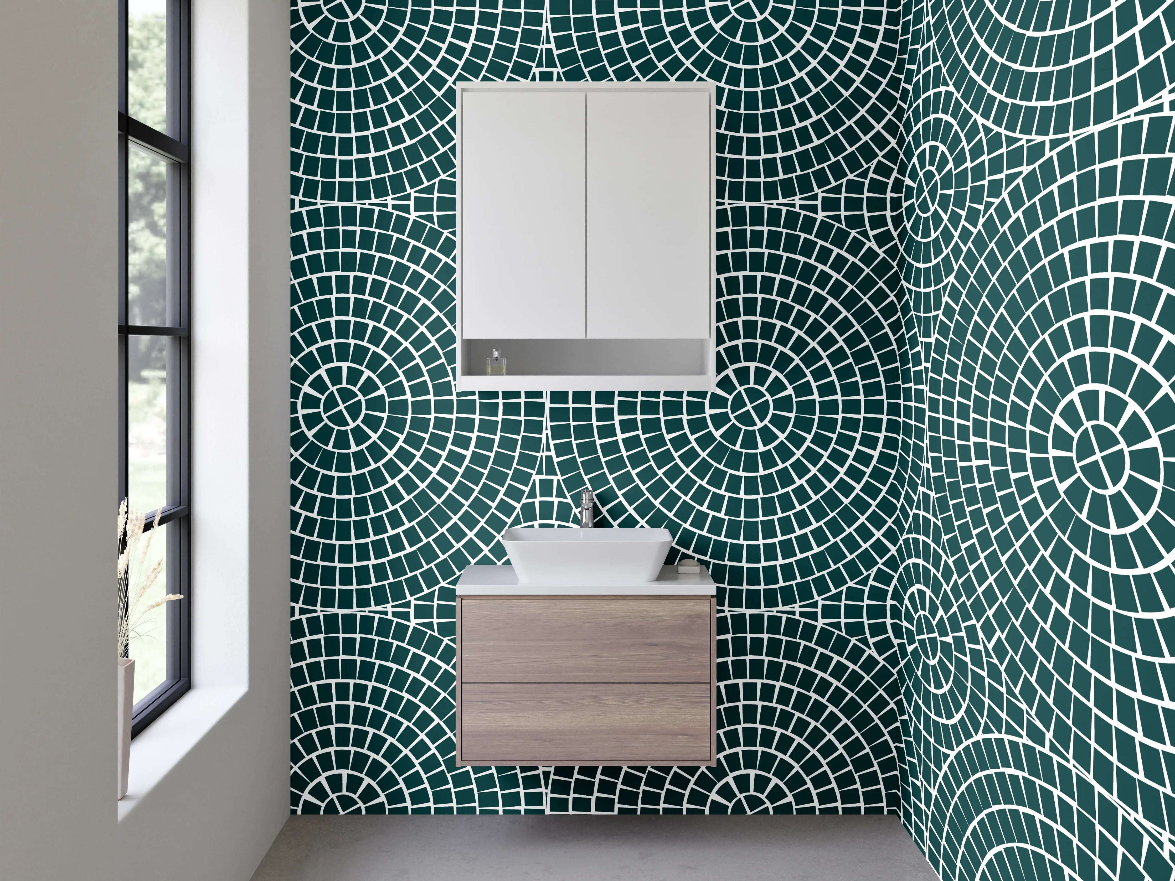 Waschbecken-Rückwand - Moderne geometrische Mustergestaltung in Blau