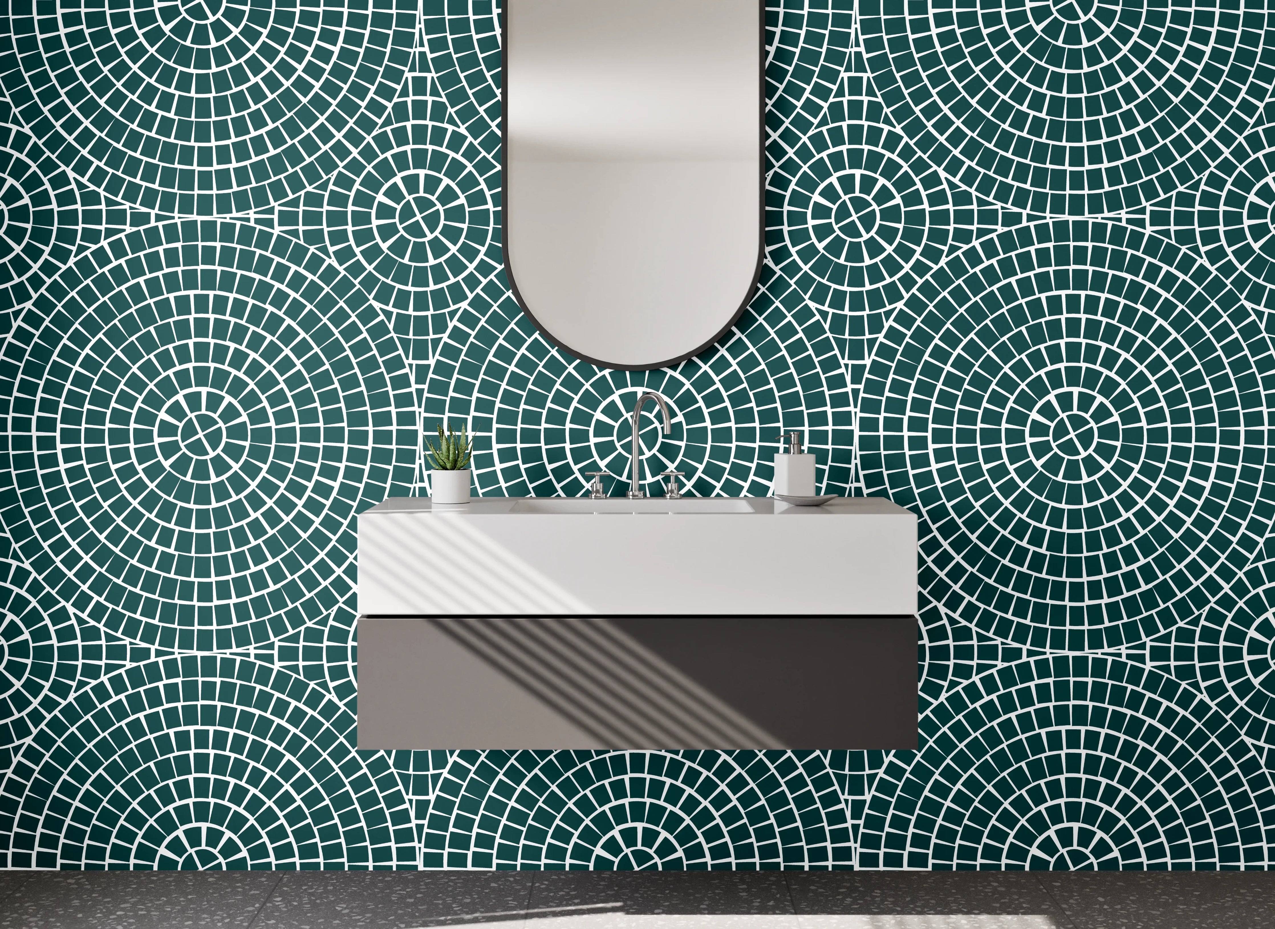 Waschbecken-Rückwand - Moderne geometrische Mustergestaltung in Blau