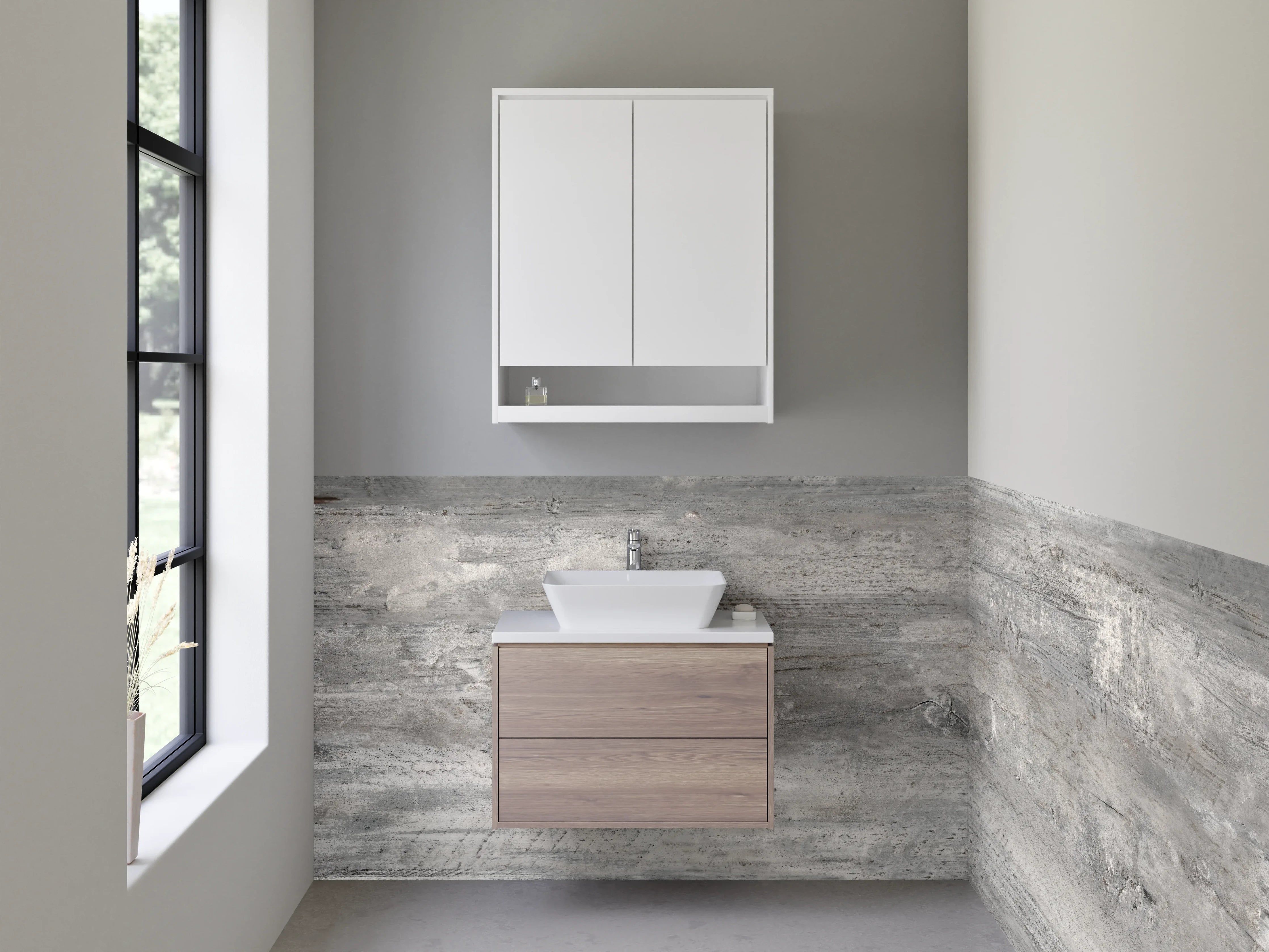 Waschbecken-Rückwand - Moderne graue Betonoptik-Fläche