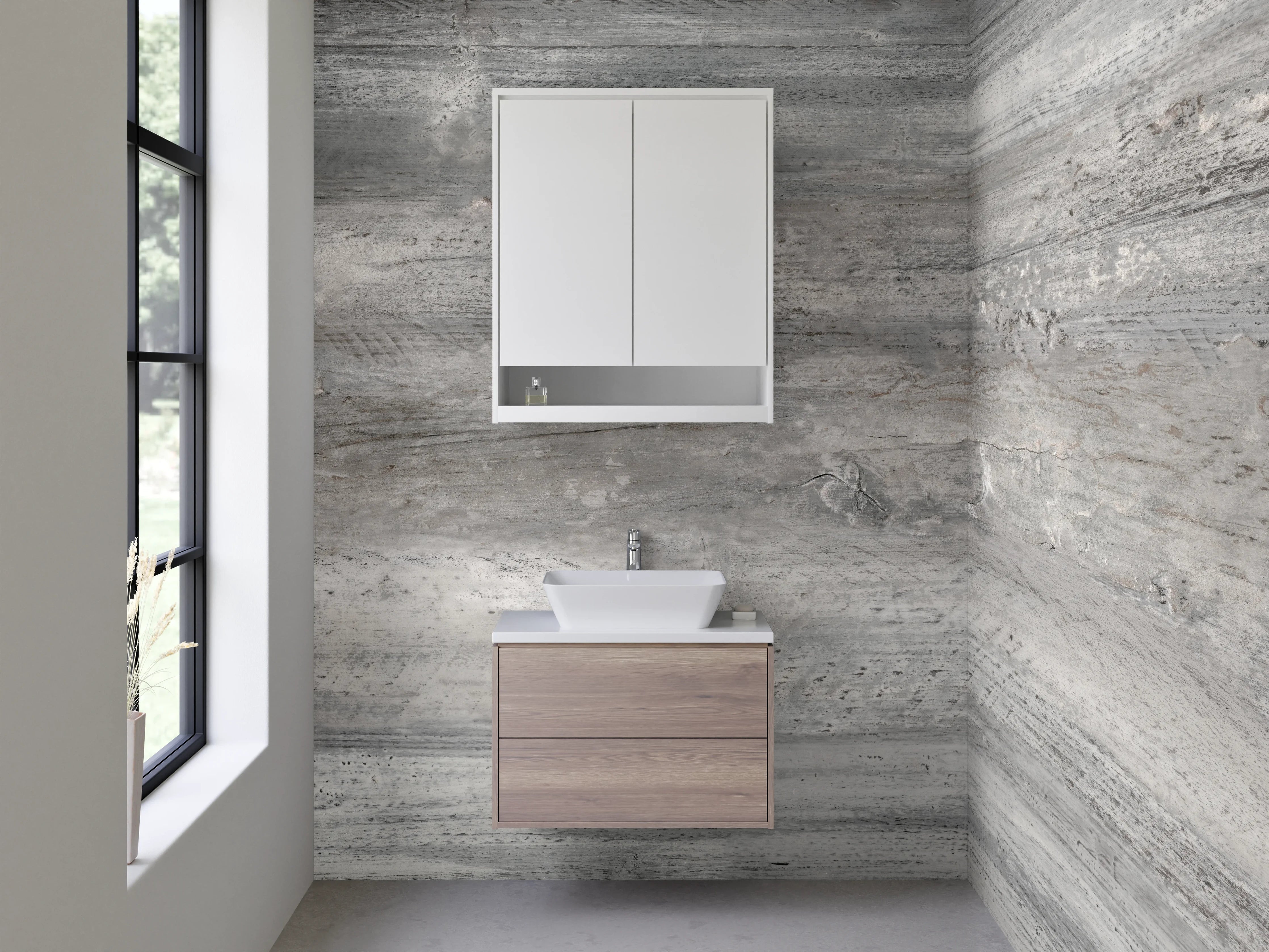 Waschbecken-Rückwand - Moderne graue Betonoptik-Fläche