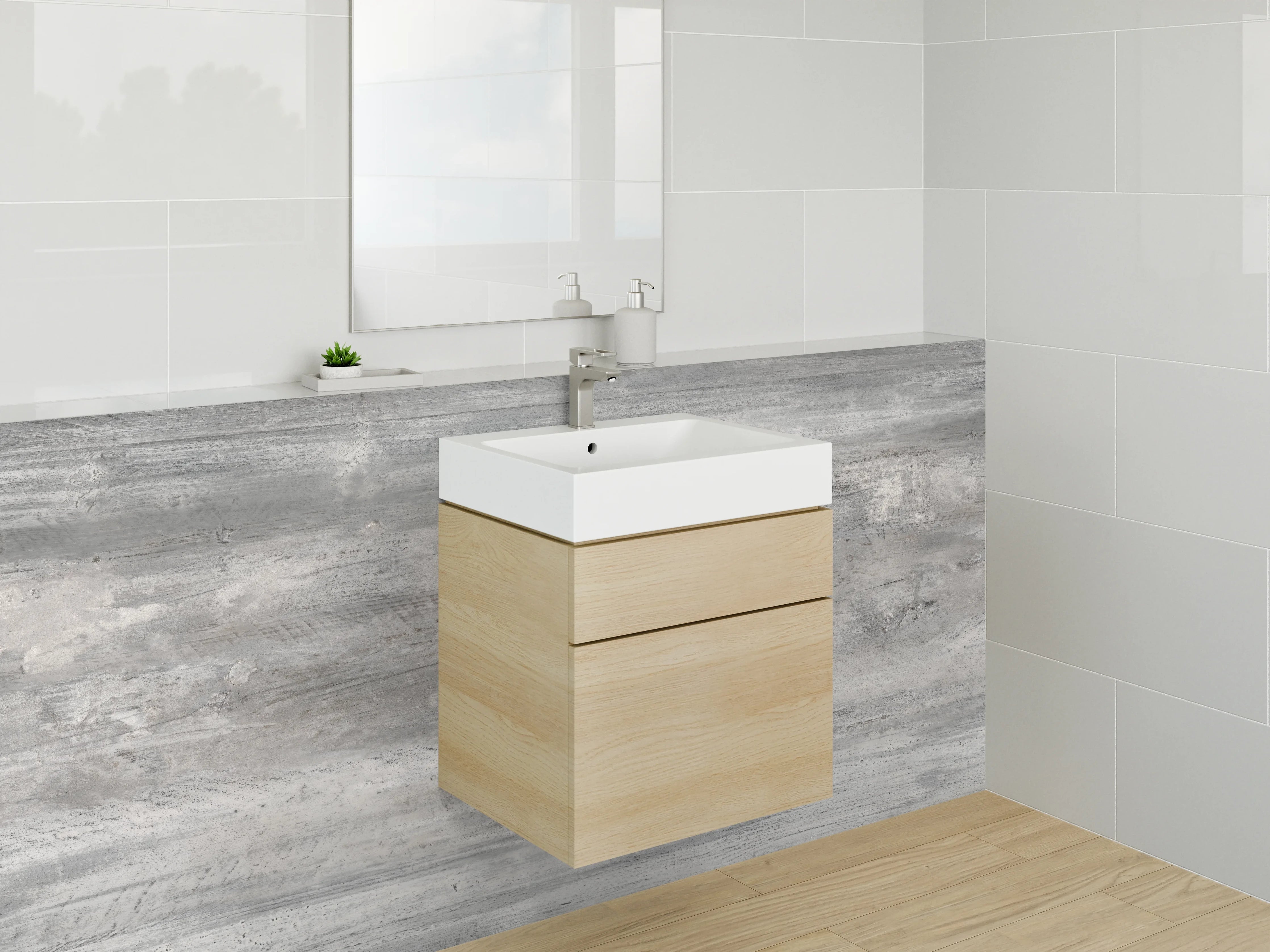Waschbecken-Rückwand - Moderne graue Betonoptik-Fläche