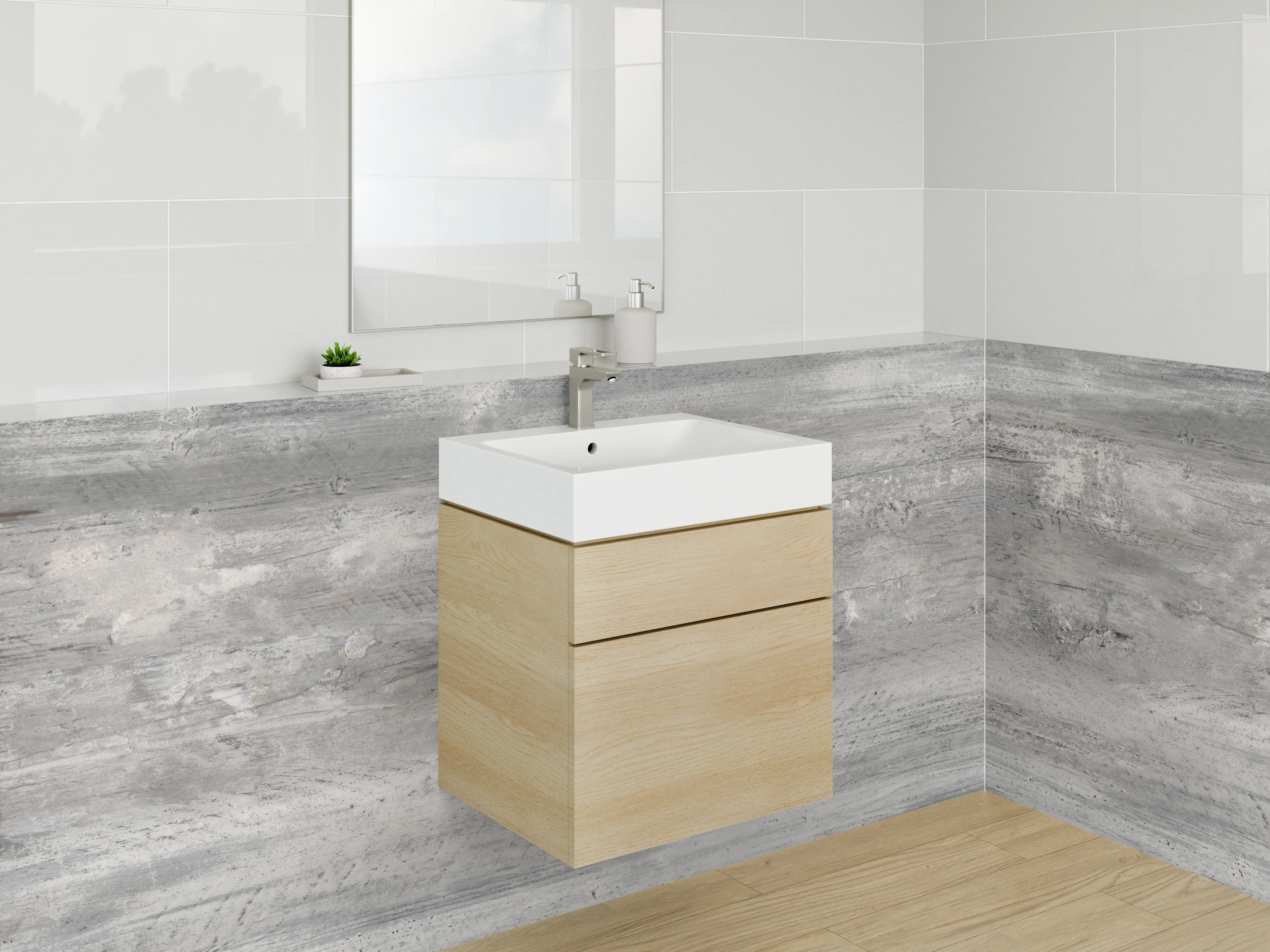 Waschbecken-Rückwand - Moderne graue Betonoptik-Fläche