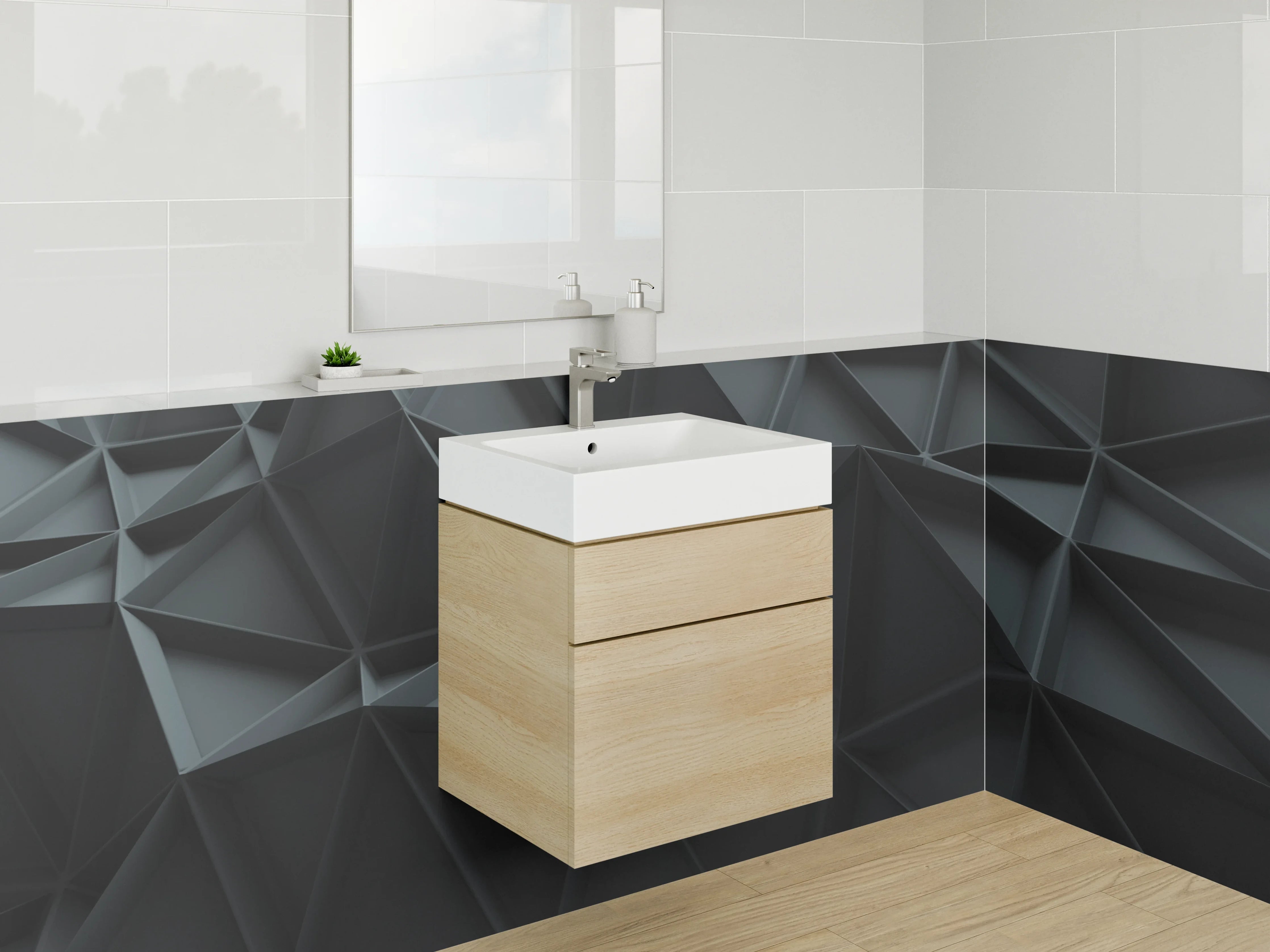 Waschbecken-Rückwand - Moderne schwarze 3D-Panel Wanddekoration