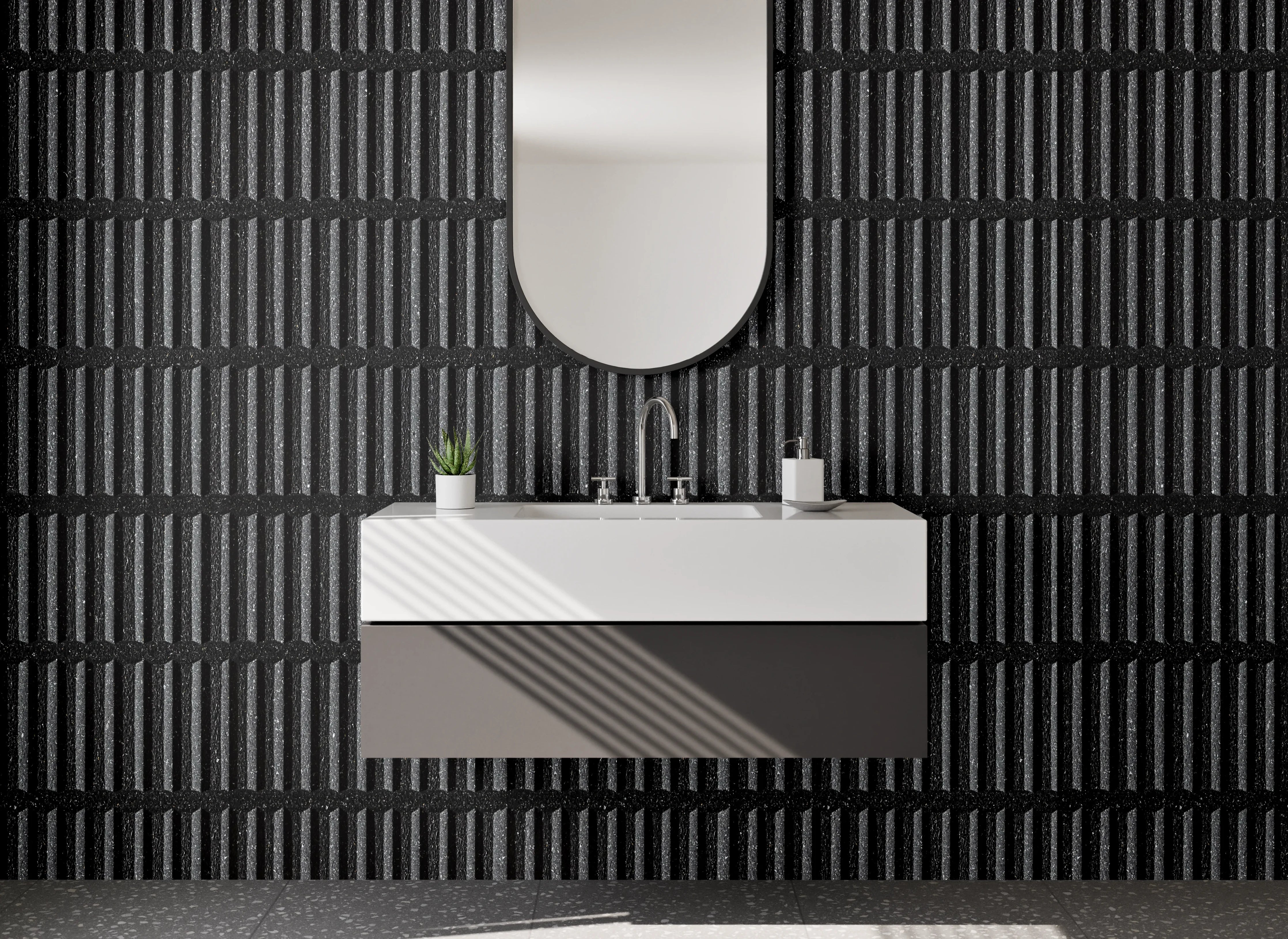 Waschbecken-Rückwand - Moderne schwarze Linienstruktur