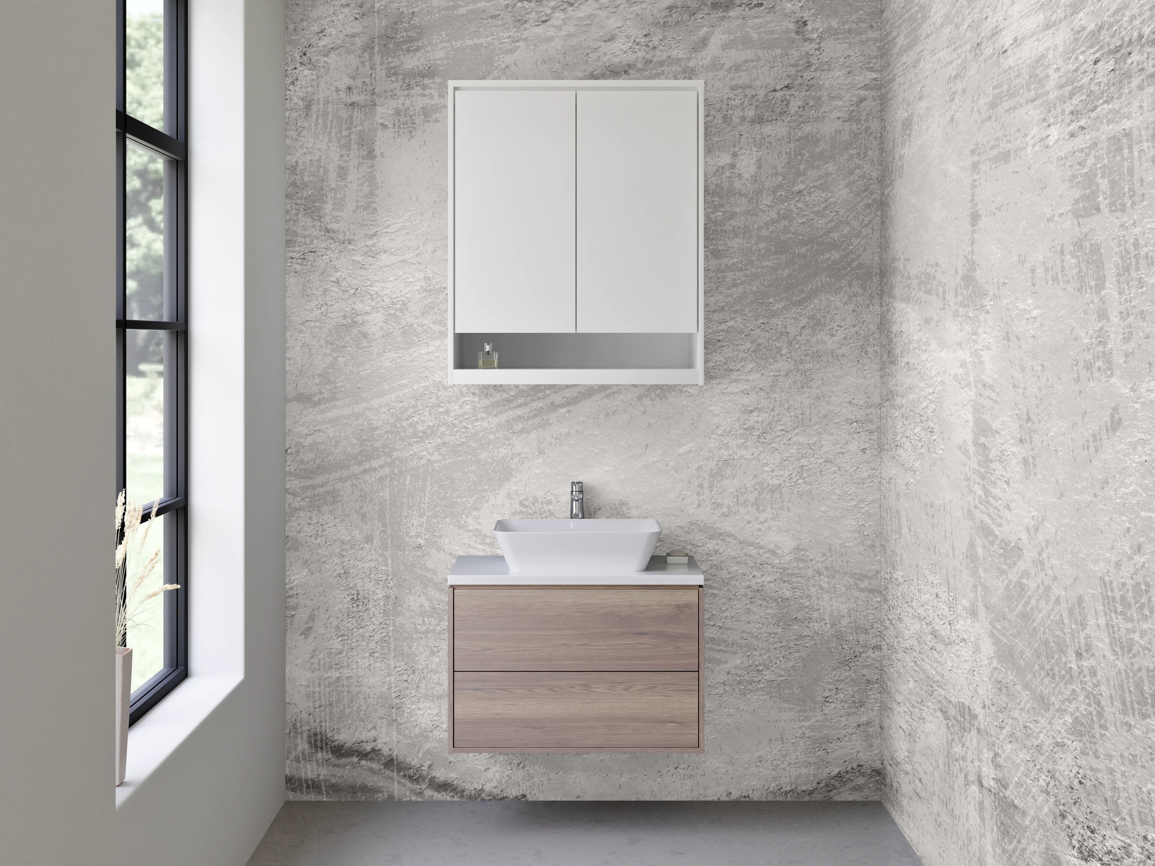 Waschbecken-Rückwand - Moderne weiße Betonoptik Wanddekor