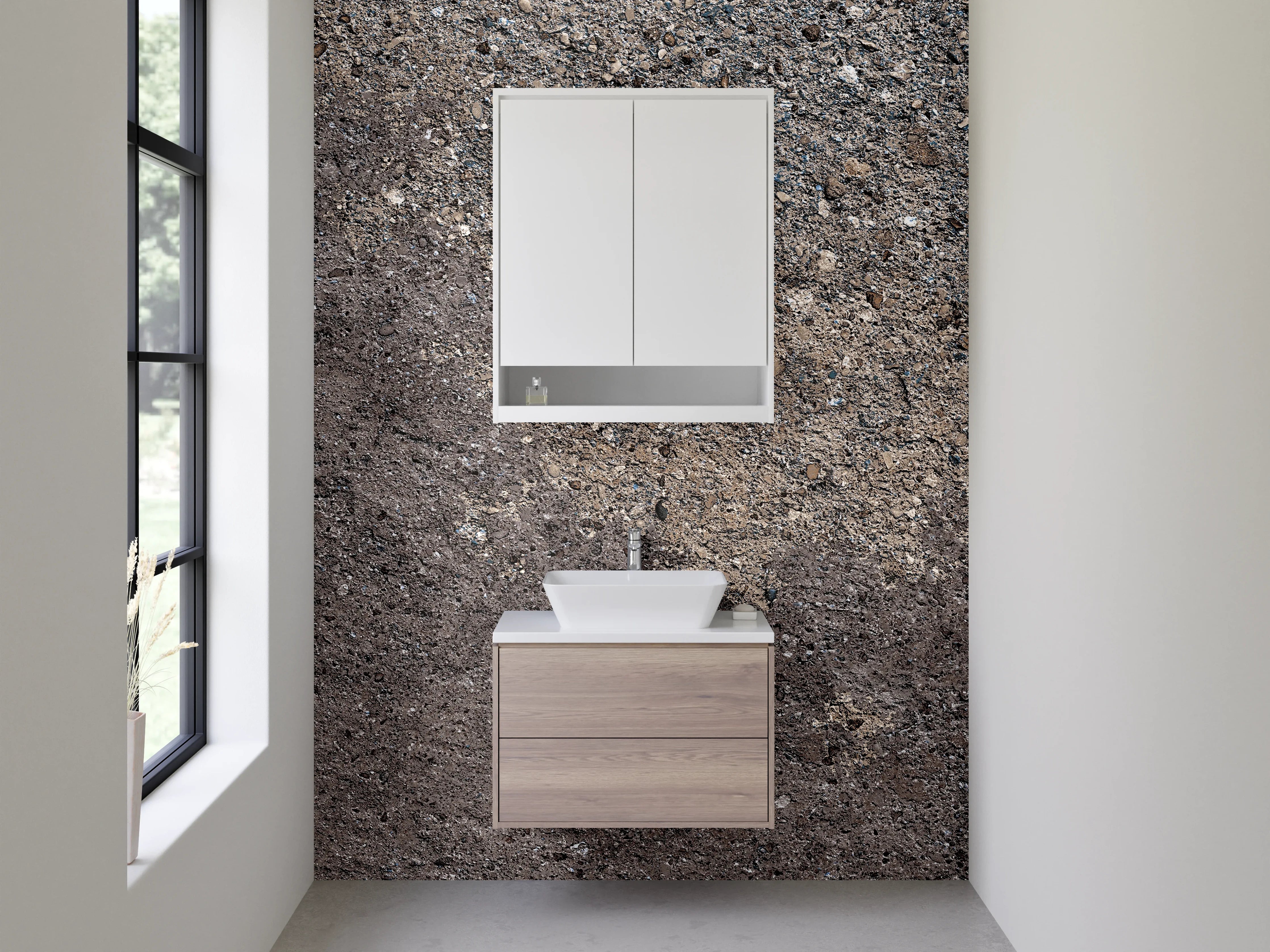 Waschbecken-Rückwand - Moderner Beton-Look für Rückwände