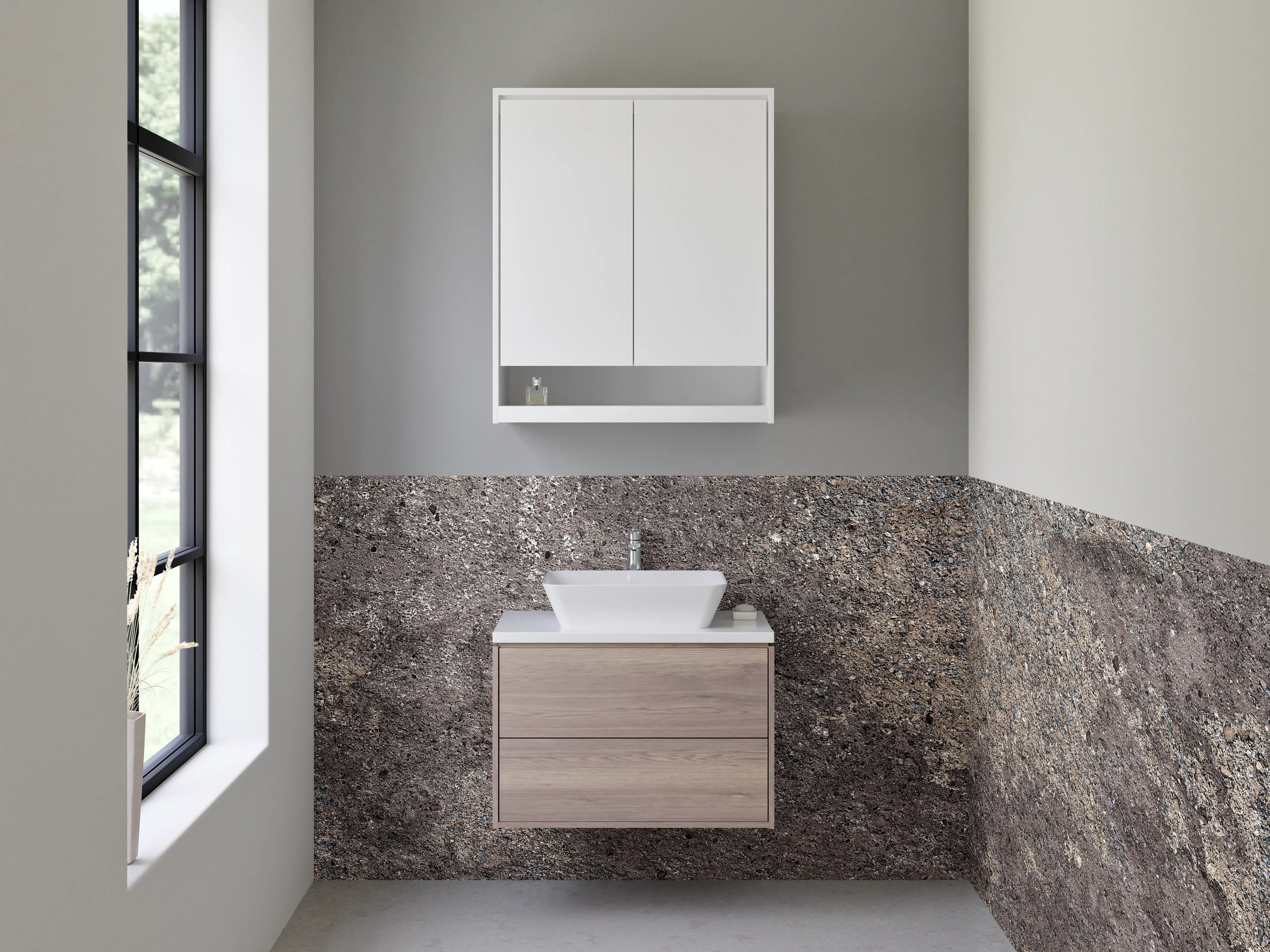 Waschbecken-Rückwand - Moderner Beton-Look für Rückwände