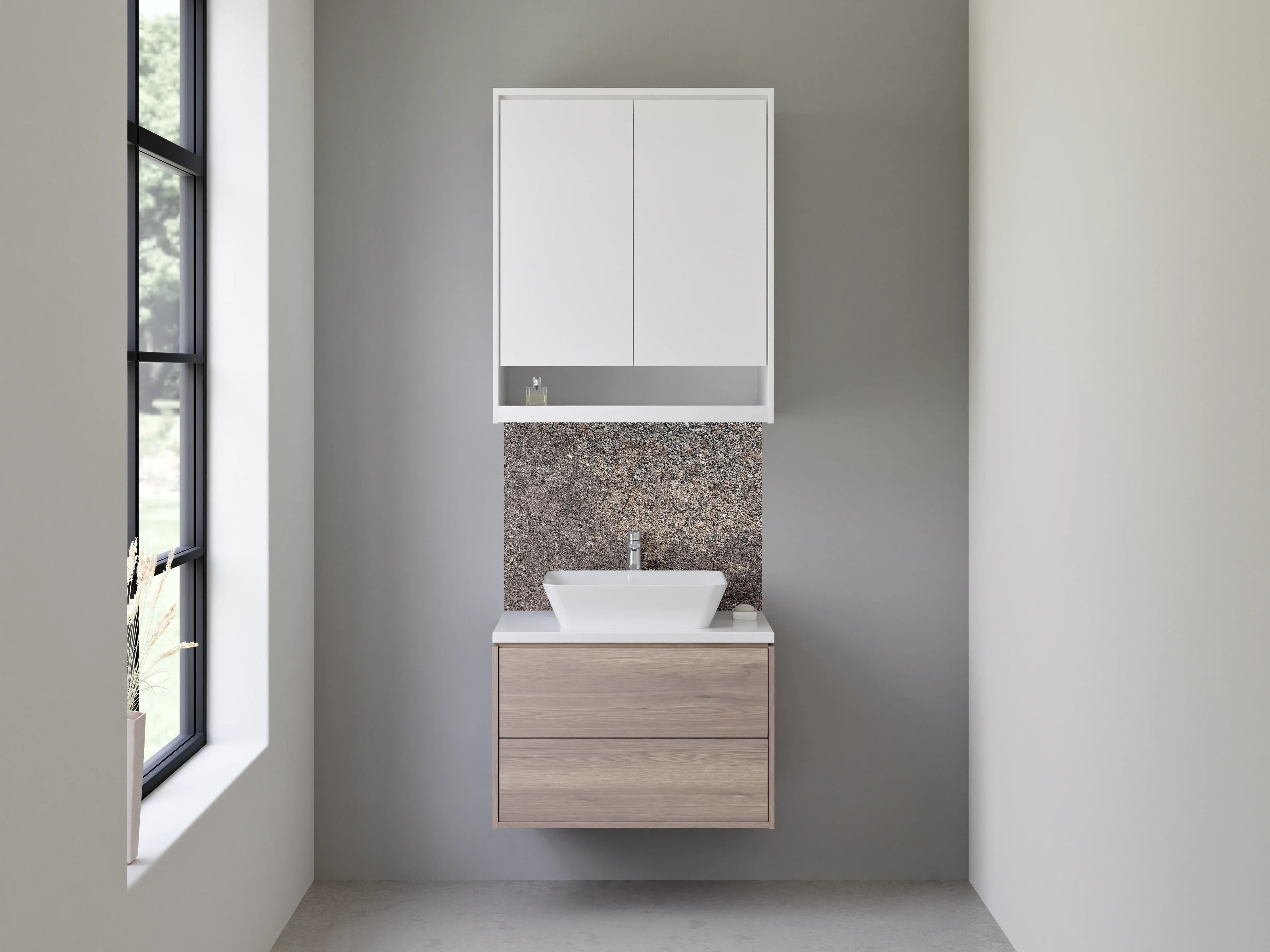 Waschbecken-Rückwand - Moderner Beton-Look für Rückwände