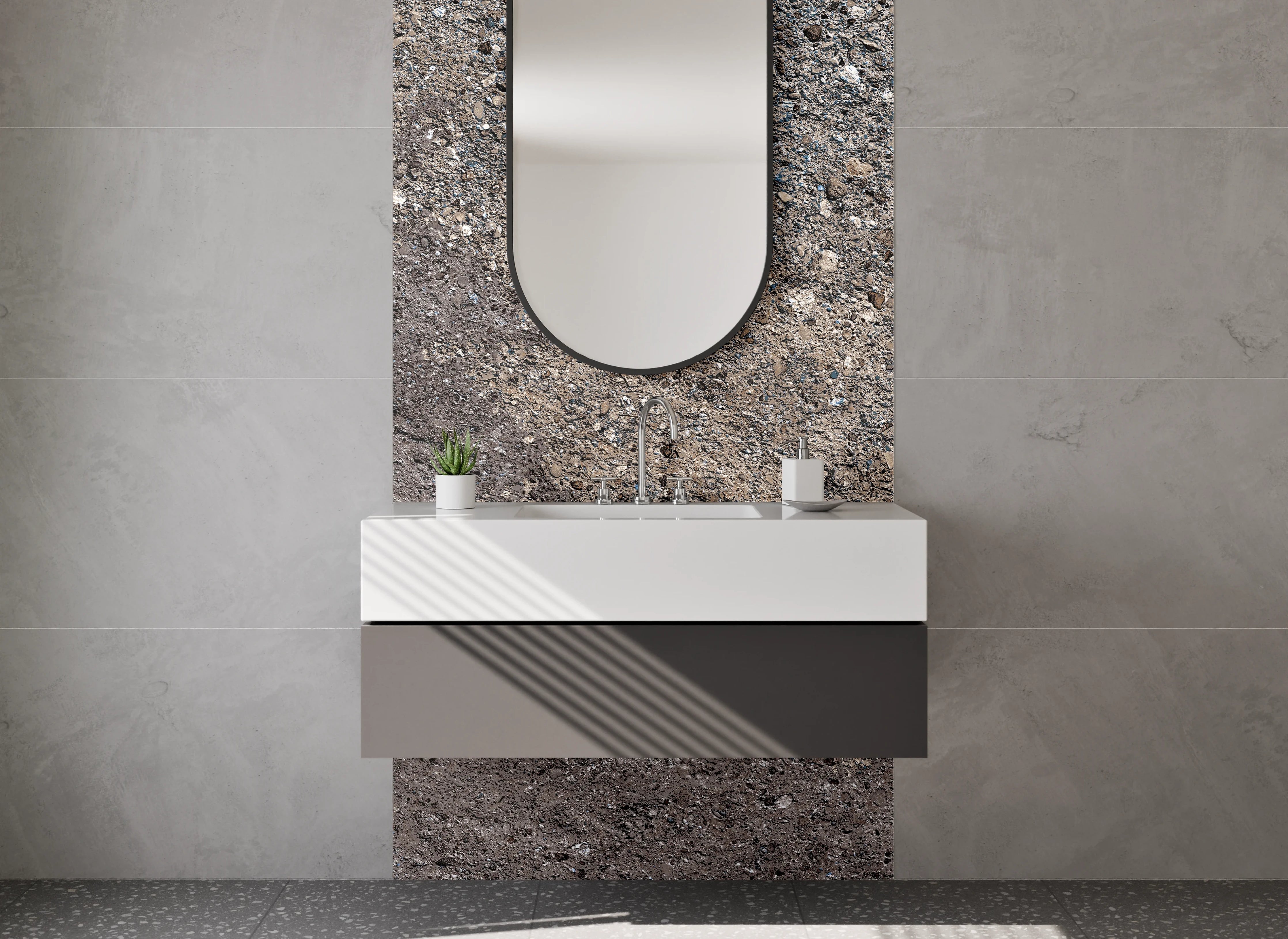 Waschbecken-Rückwand - Moderner Beton-Look für Rückwände