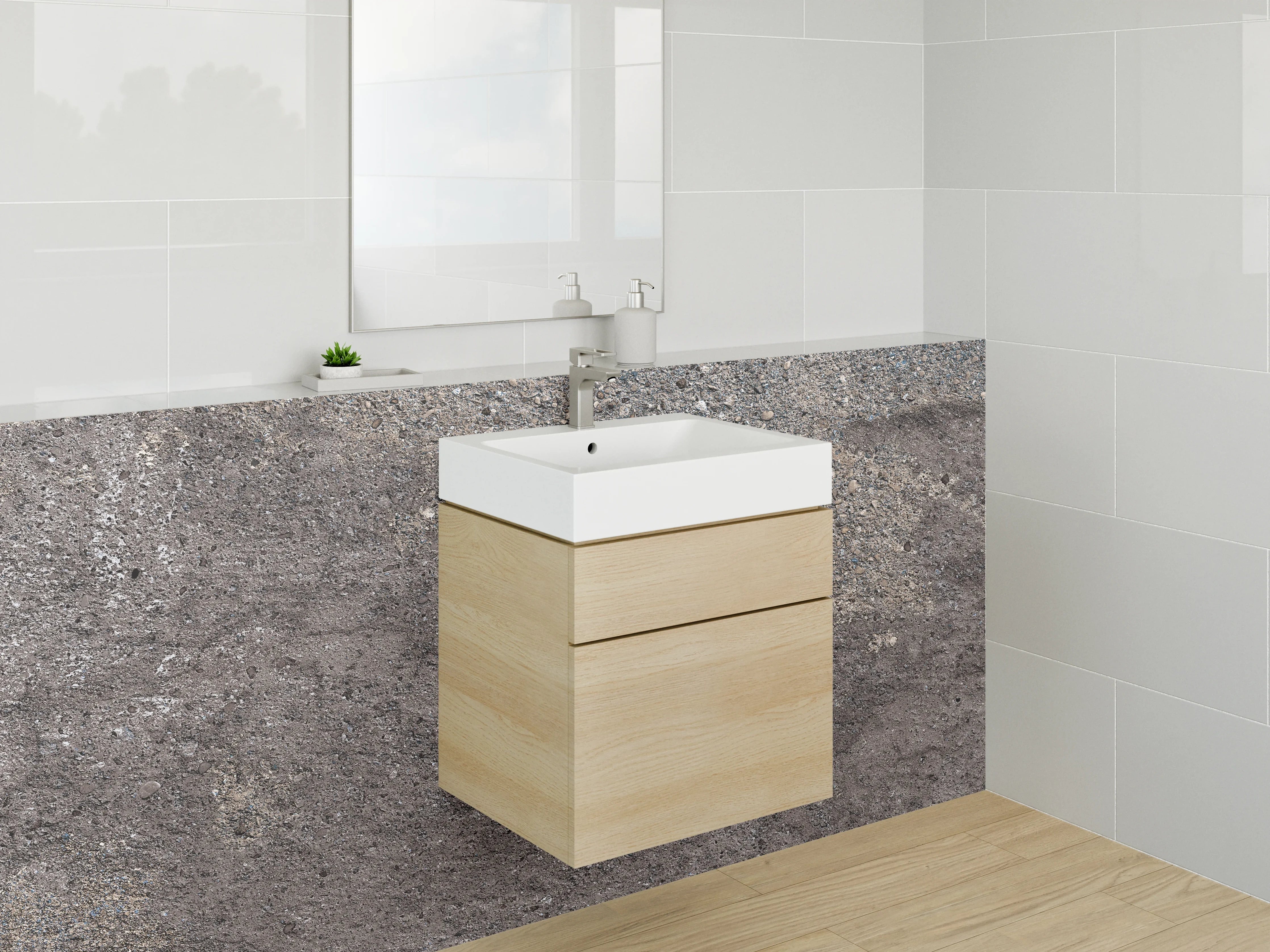 Waschbecken-Rückwand - Moderner Beton-Look für Rückwände