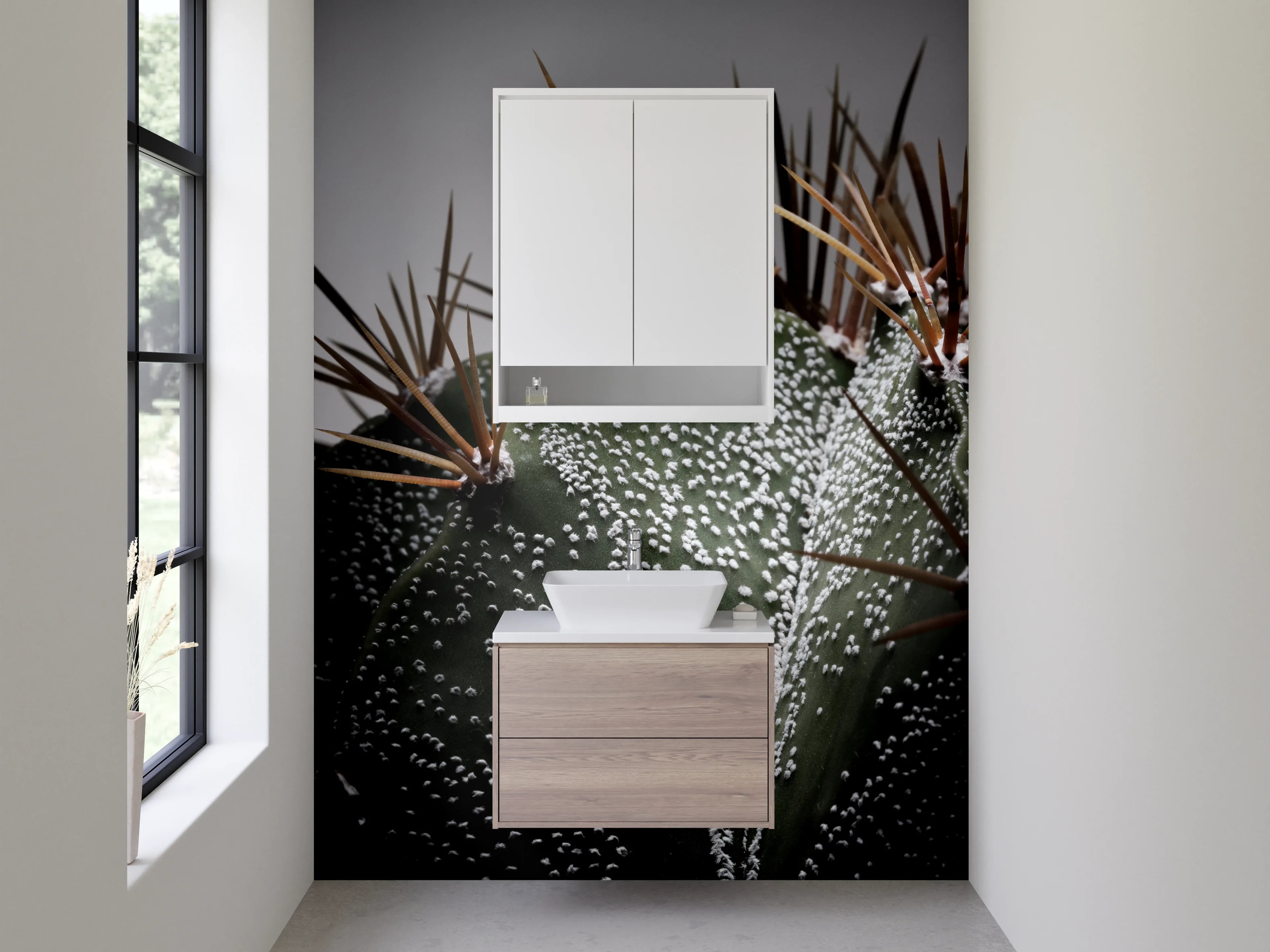 Waschbecken-Rückwand - Moderner Kaktus – Stacheliges Design