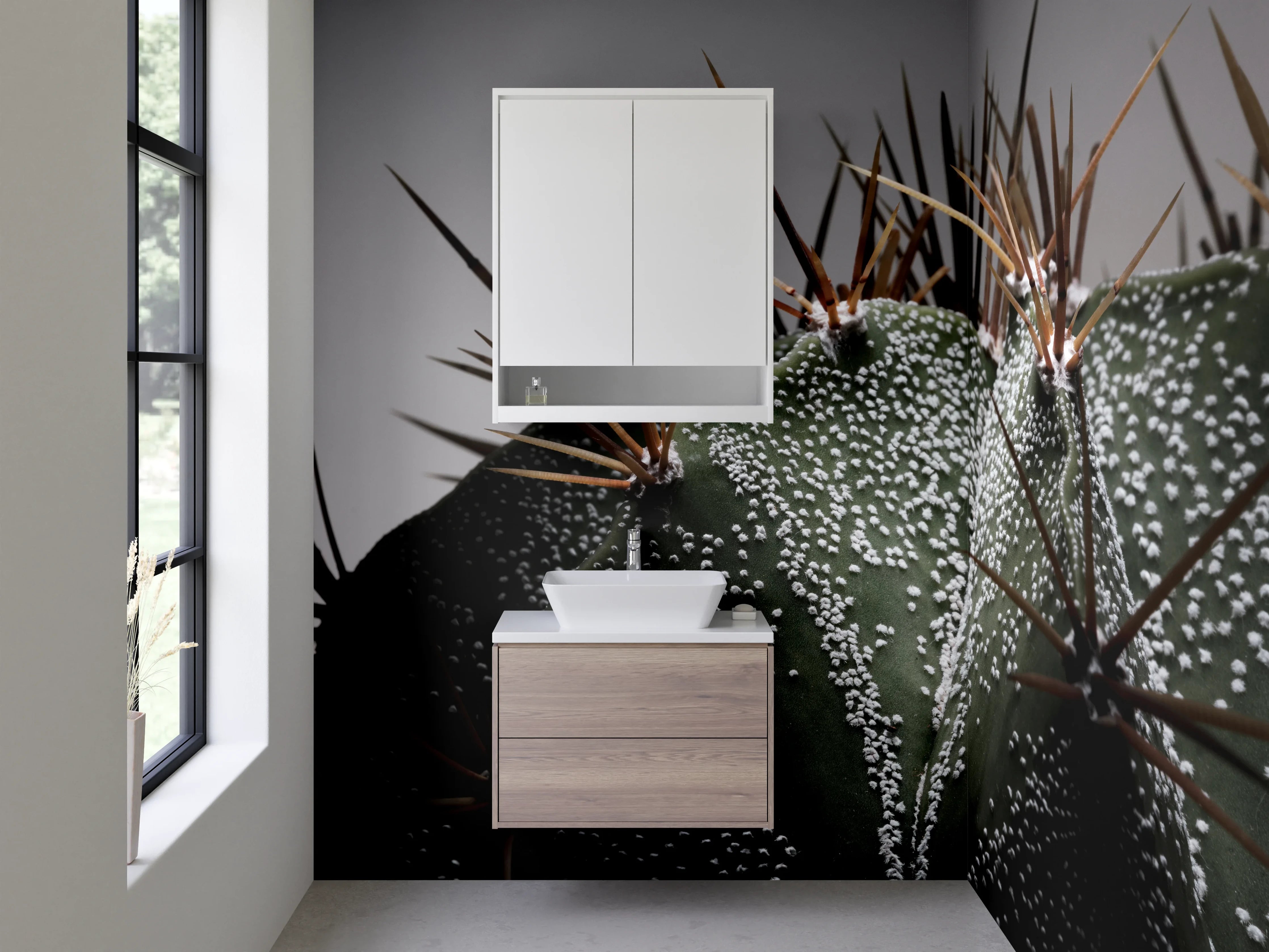 Waschbecken-Rückwand - Moderner Kaktus – Stacheliges Design