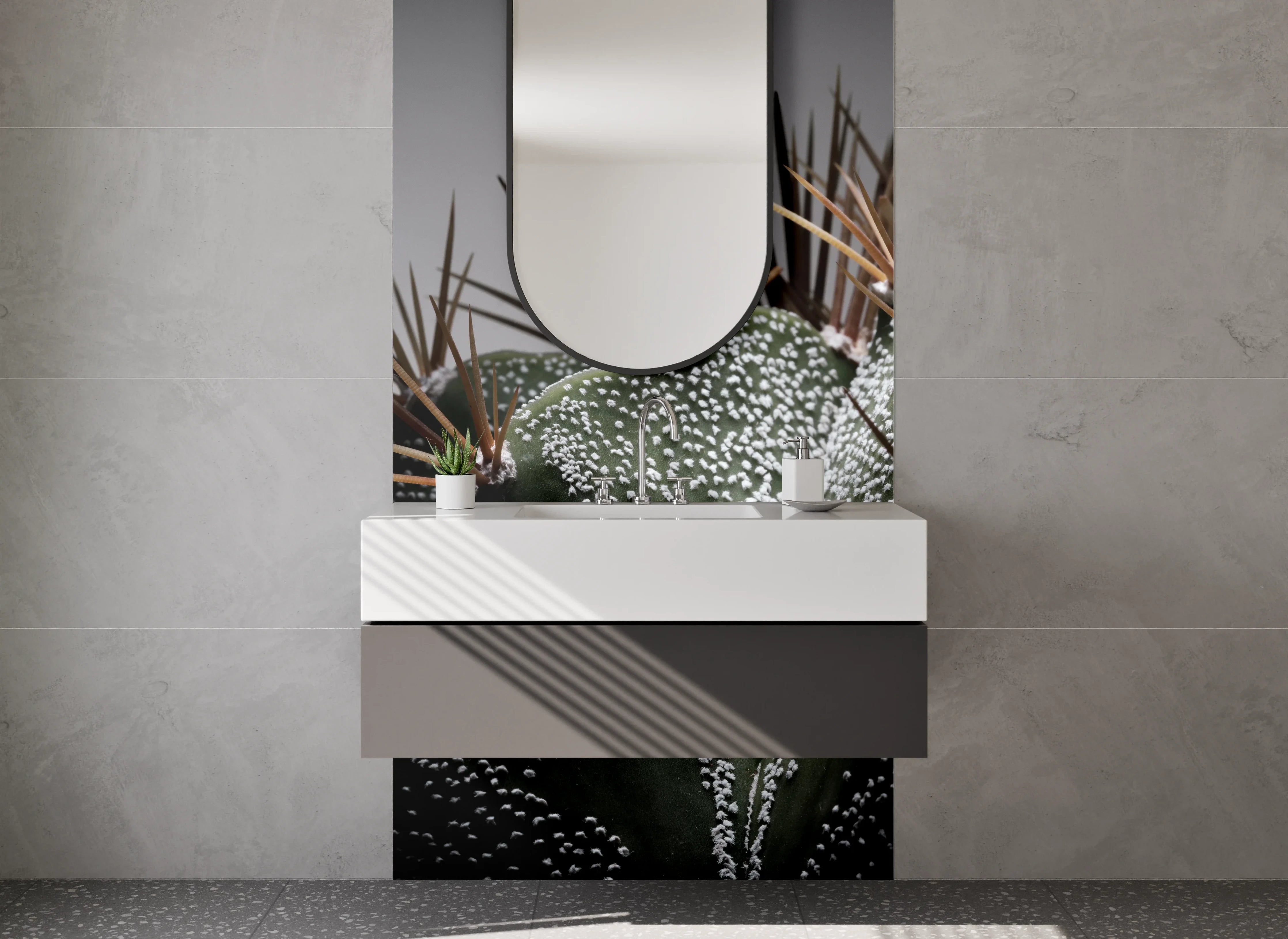 Waschbecken-Rückwand - Moderner Kaktus – Stacheliges Design