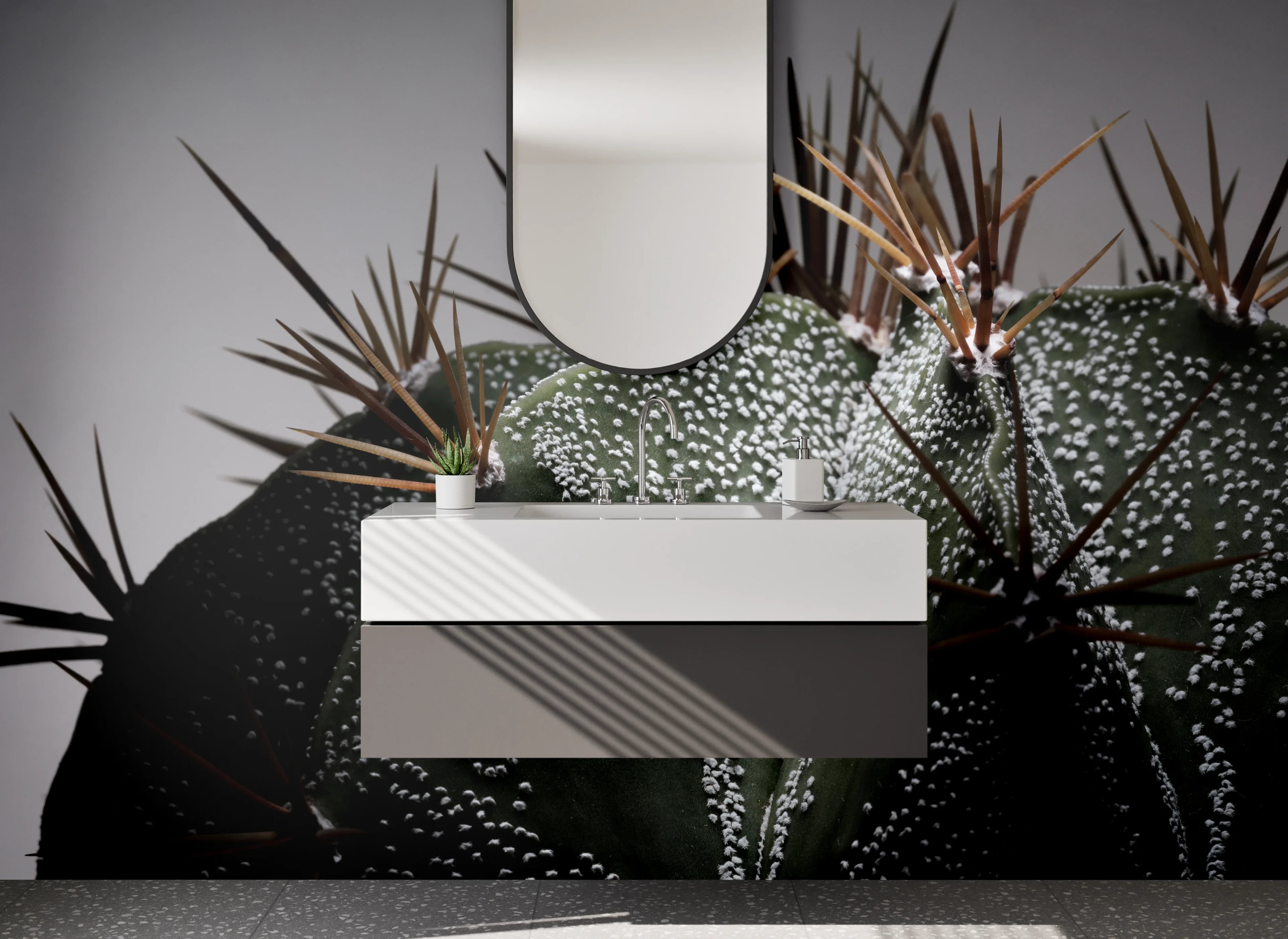 Waschbecken-Rückwand - Moderner Kaktus – Stacheliges Design