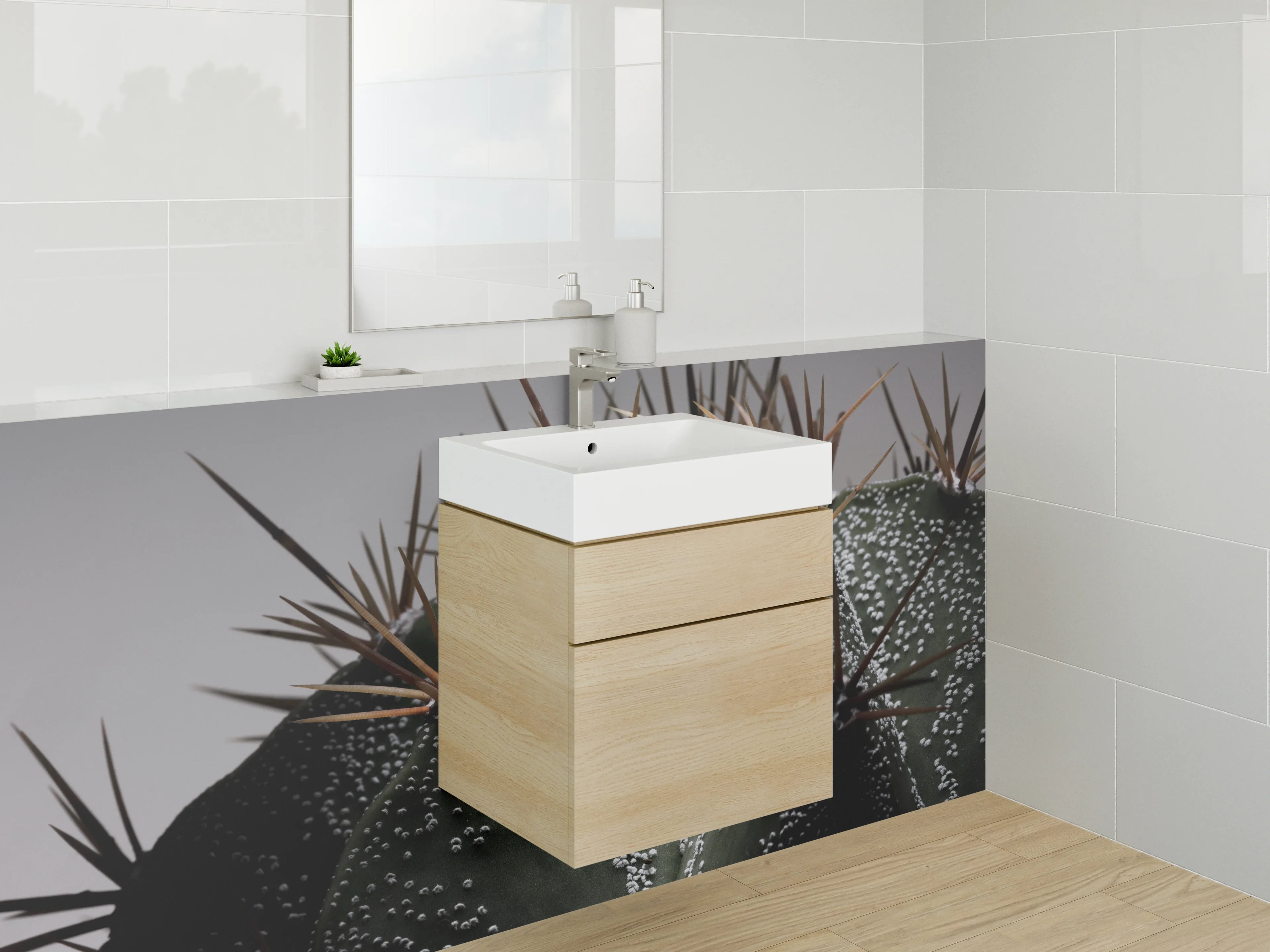 Waschbecken-Rückwand - Moderner Kaktus – Stacheliges Design