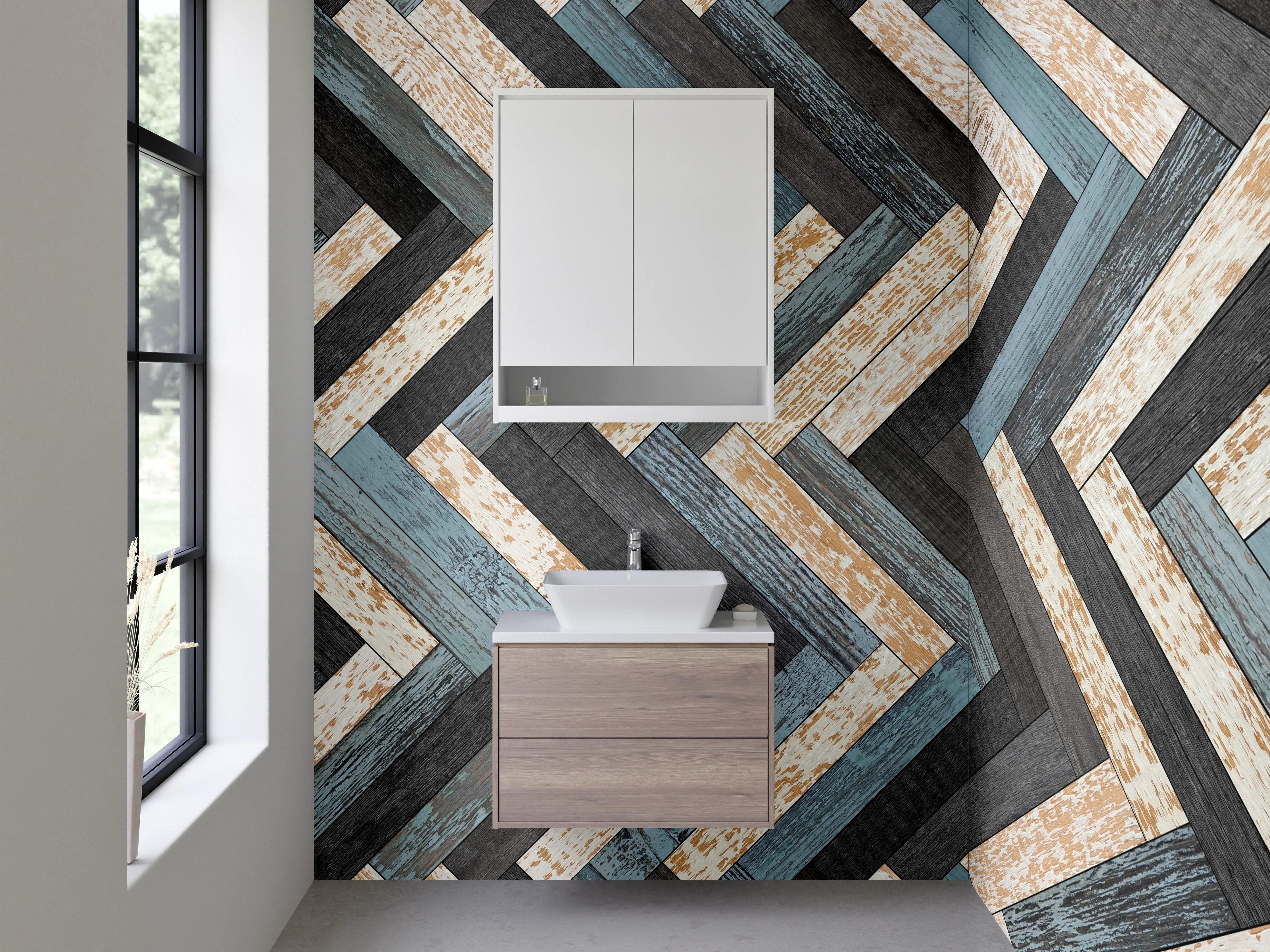 Waschbecken-Rückwand - Modernes Chevron Mosaik Fliesenmuster