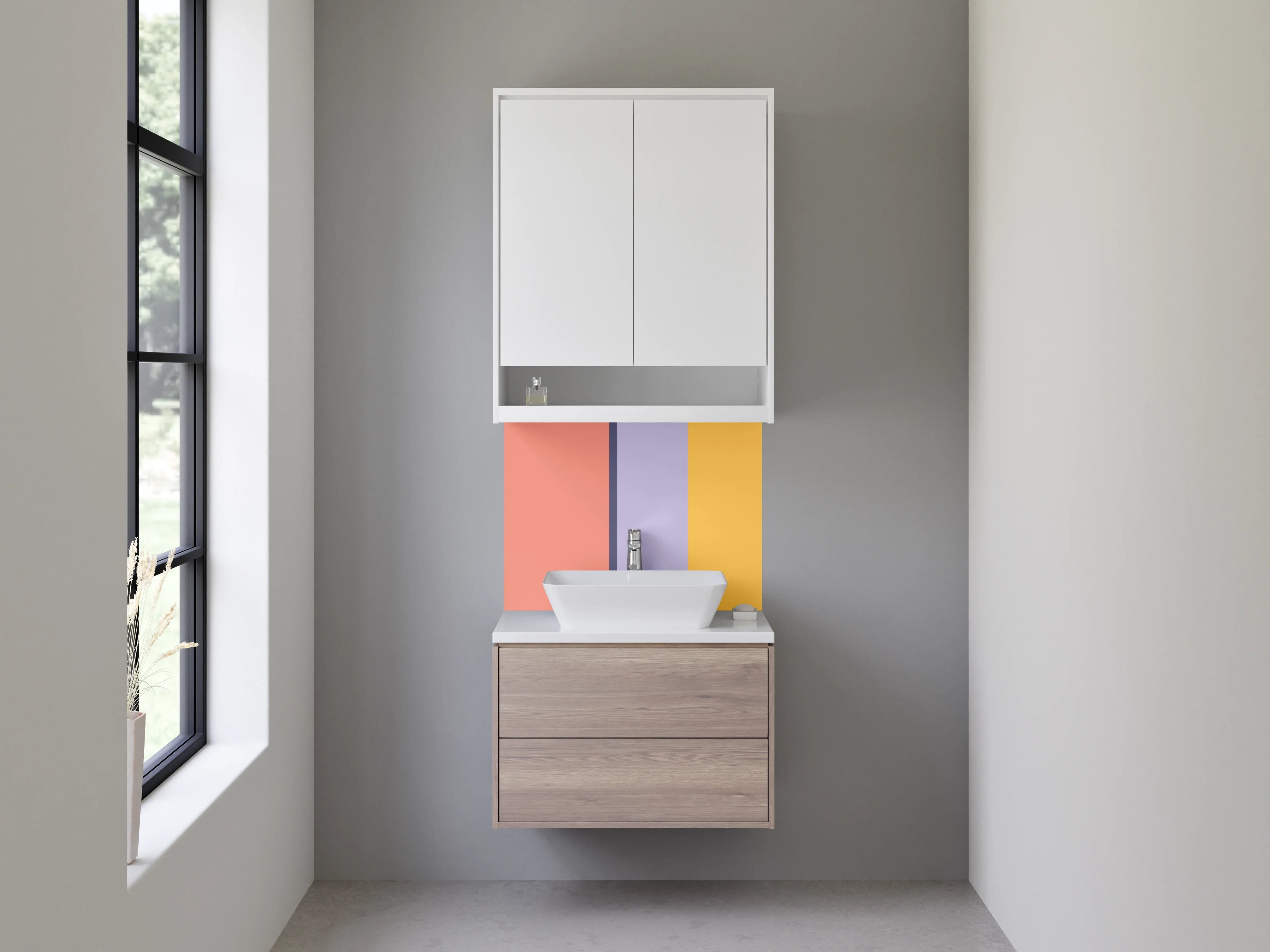 Waschbecken-Rückwand - Modernes Farbblock-Design für Deine Küche