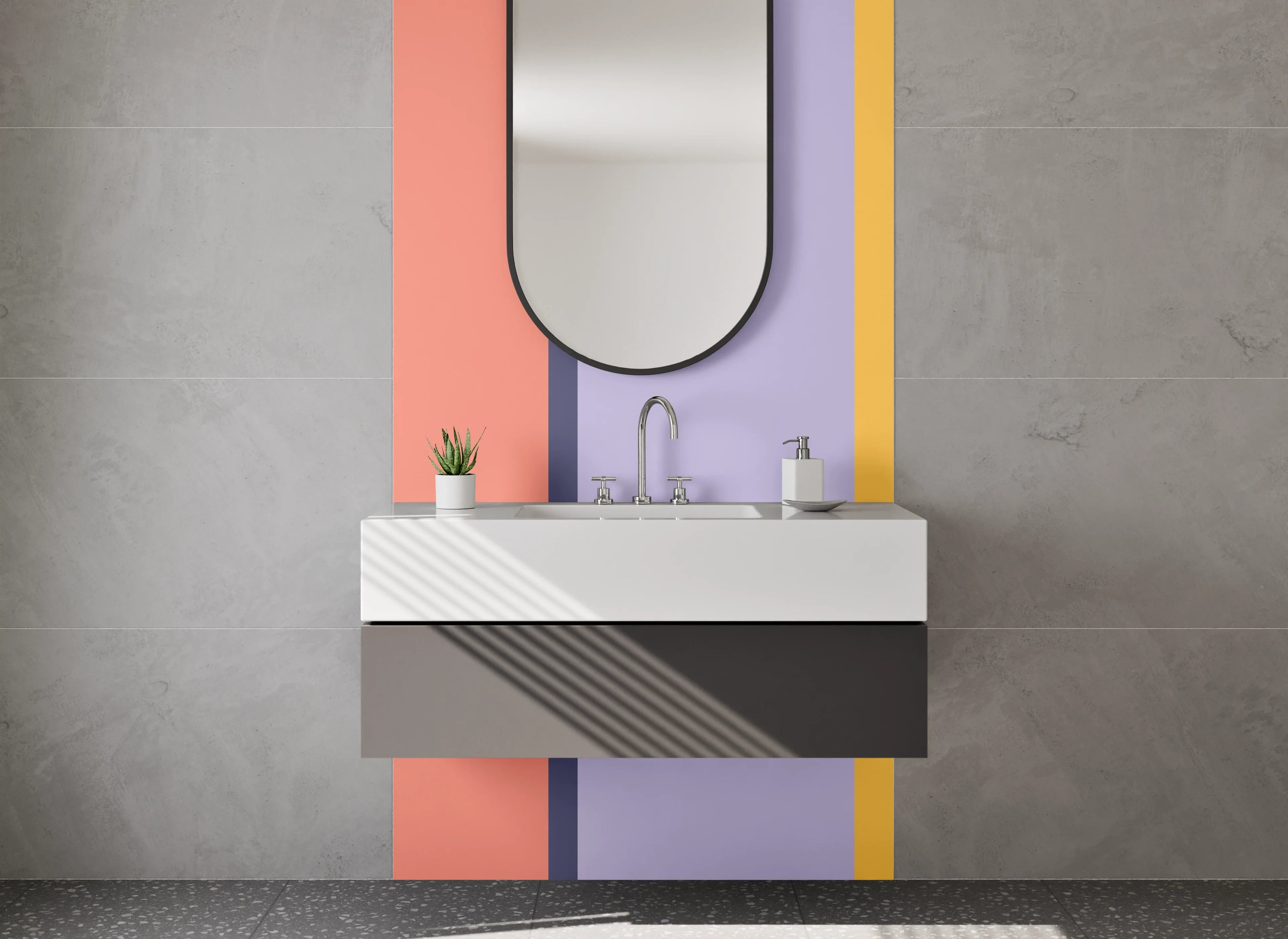 Waschbecken-Rückwand - Modernes Farbblock-Design für Deine Küche