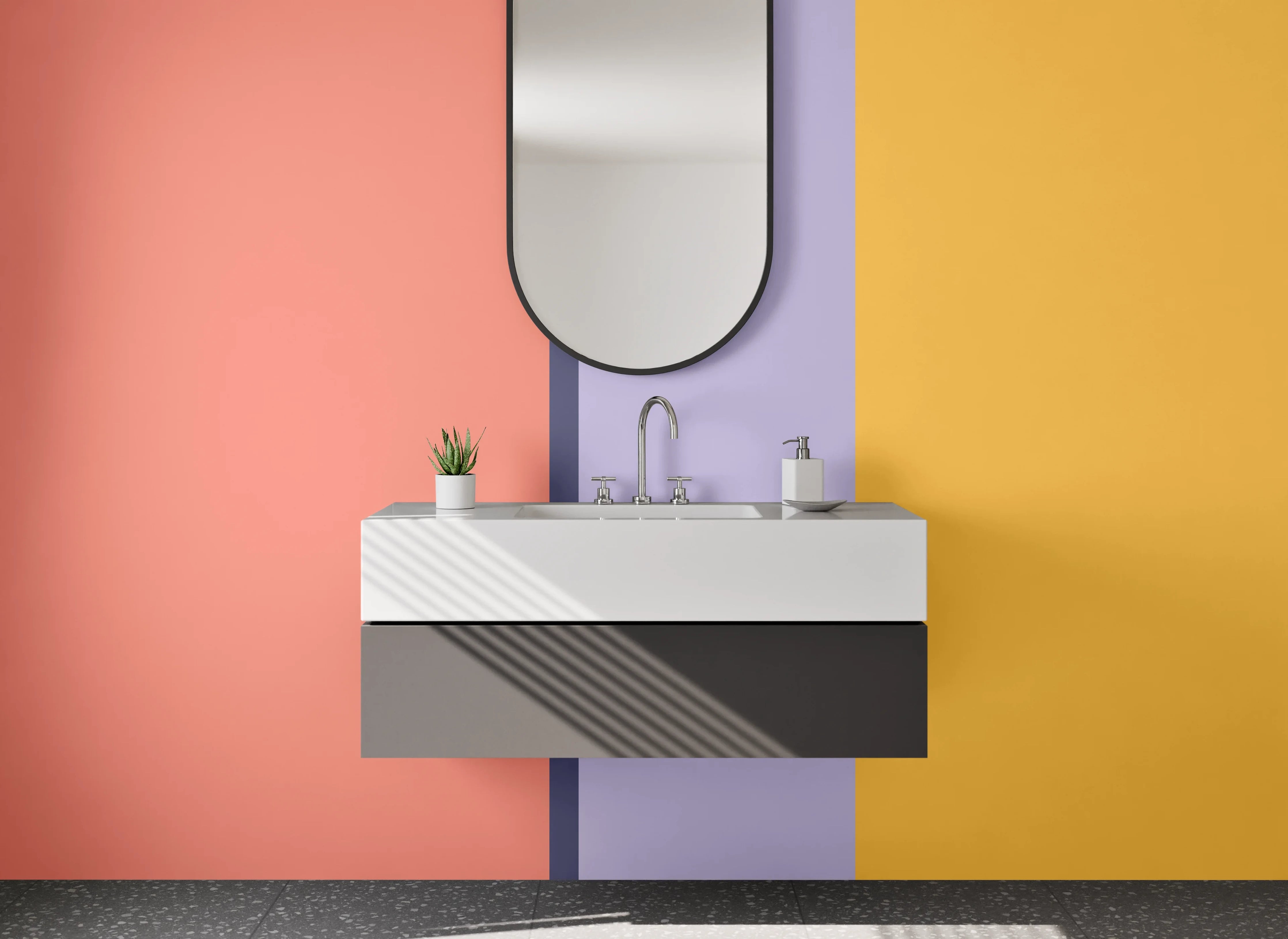 Waschbecken-Rückwand - Modernes Farbblock-Design für Deine Küche