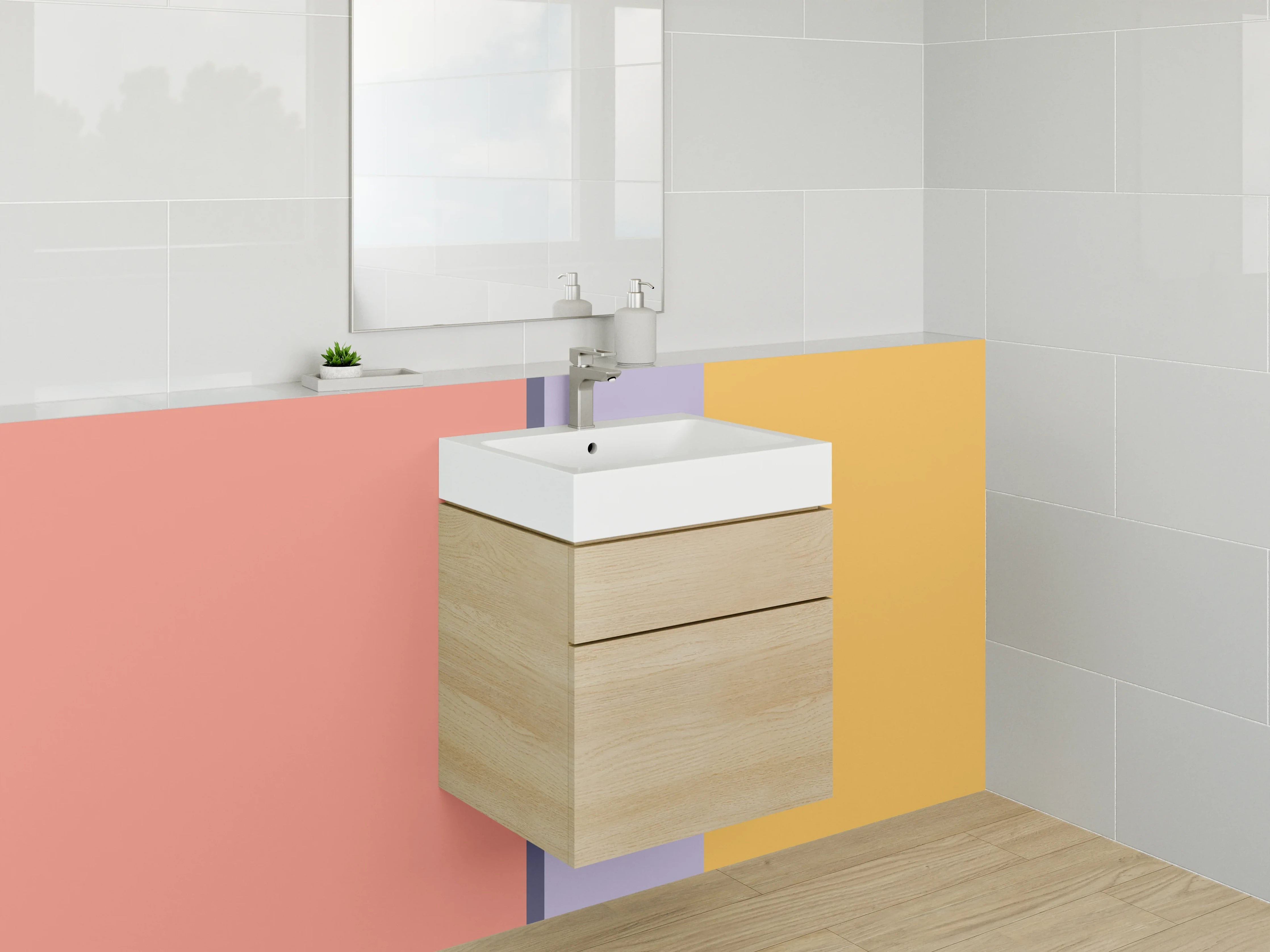 Waschbecken-Rückwand - Modernes Farbblock-Design für Deine Küche