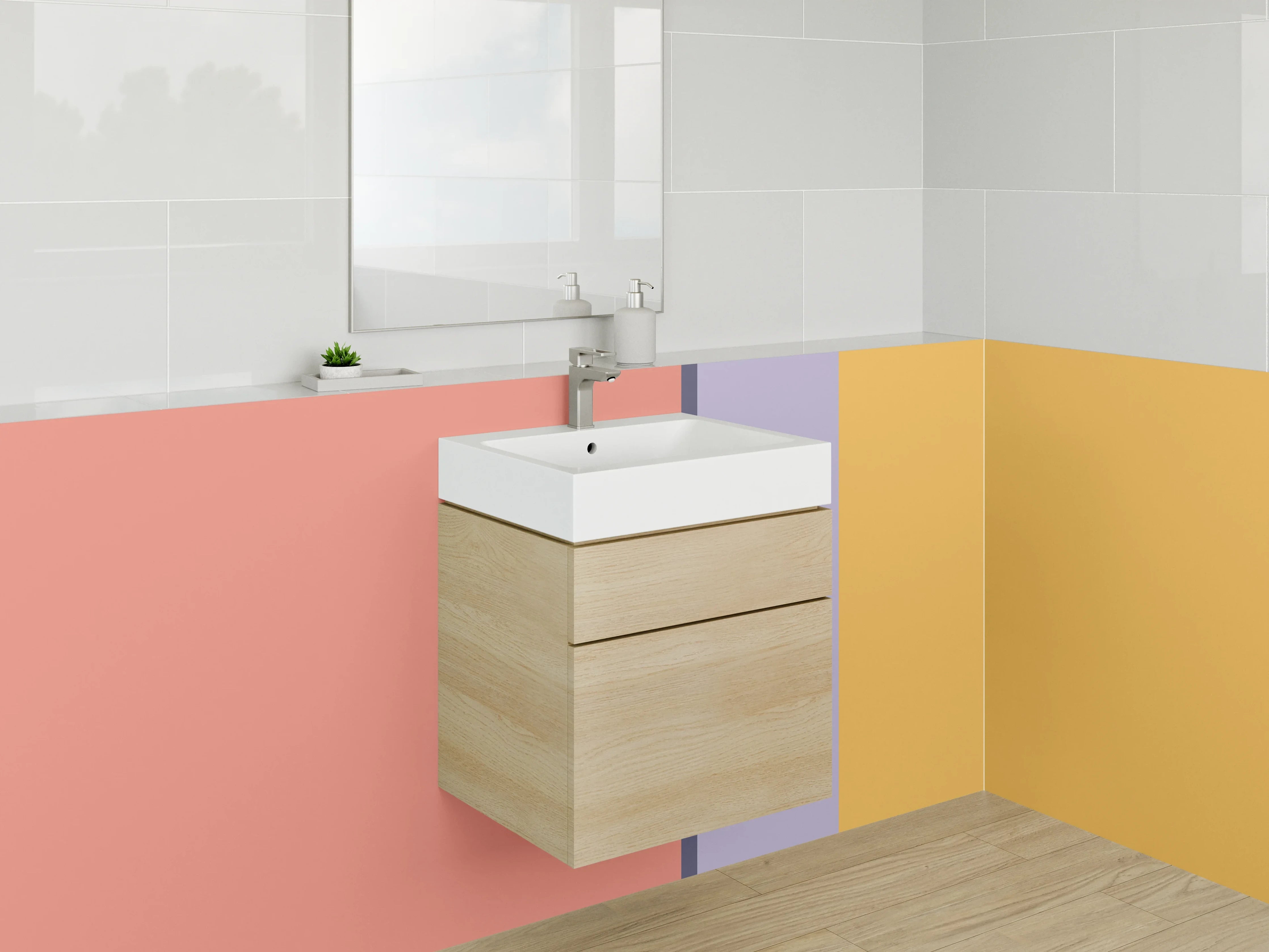 Waschbecken-Rückwand - Modernes Farbblock-Design für Deine Küche