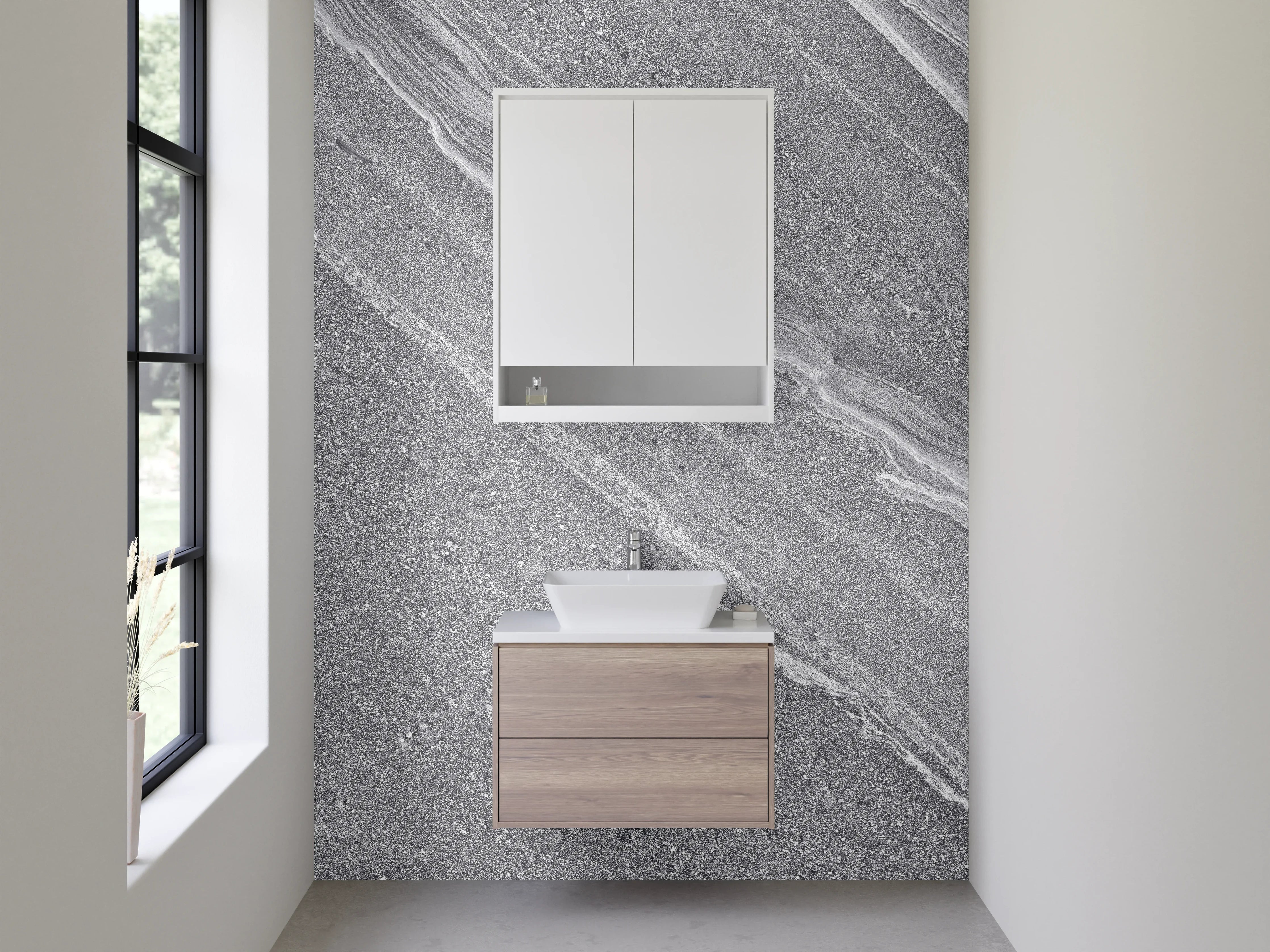 Waschbecken-Rückwand - Modernes Grau Marmor Muster