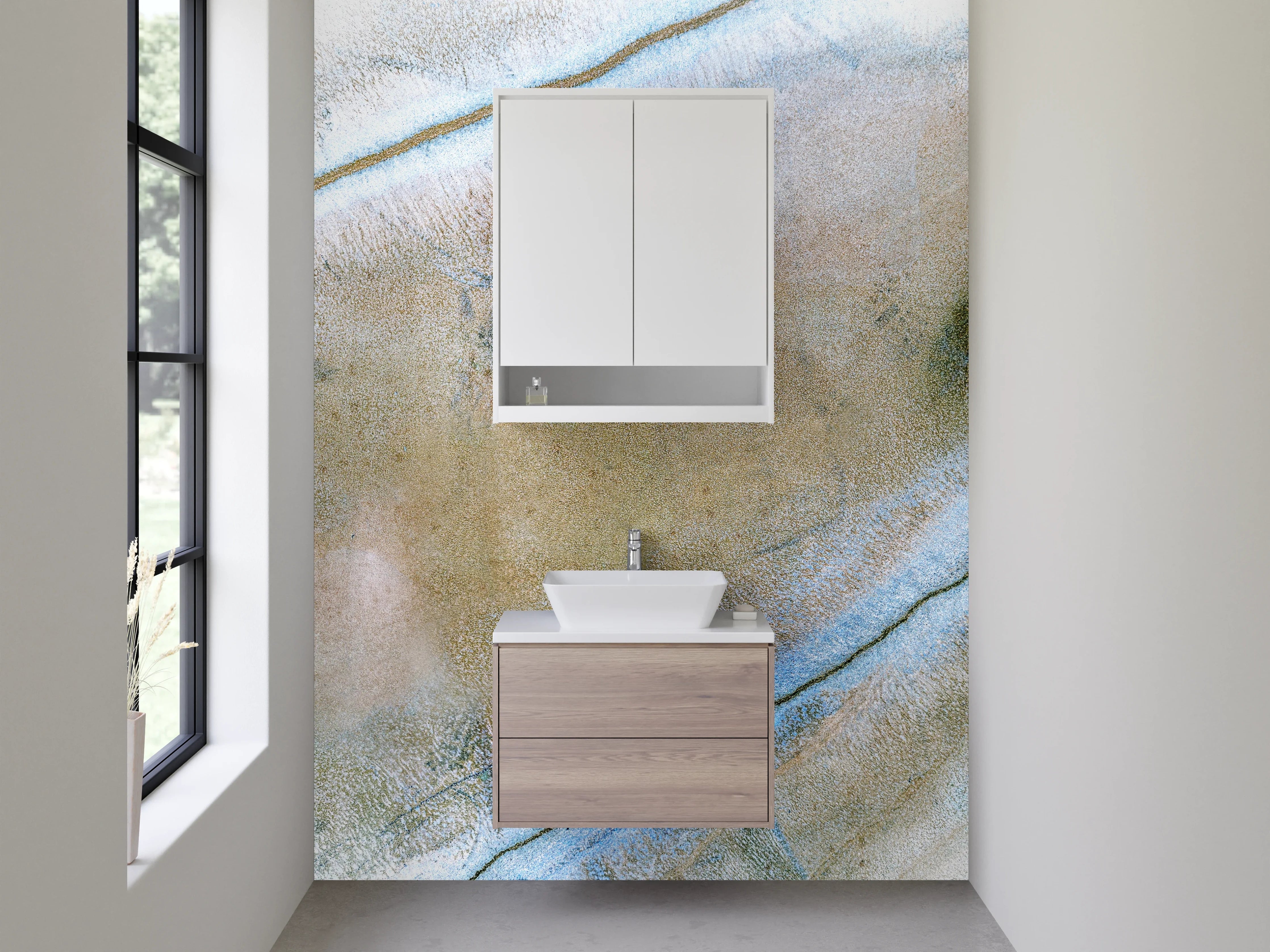 Waschbecken-Rückwand - Modernes Marmor Aquarell Design