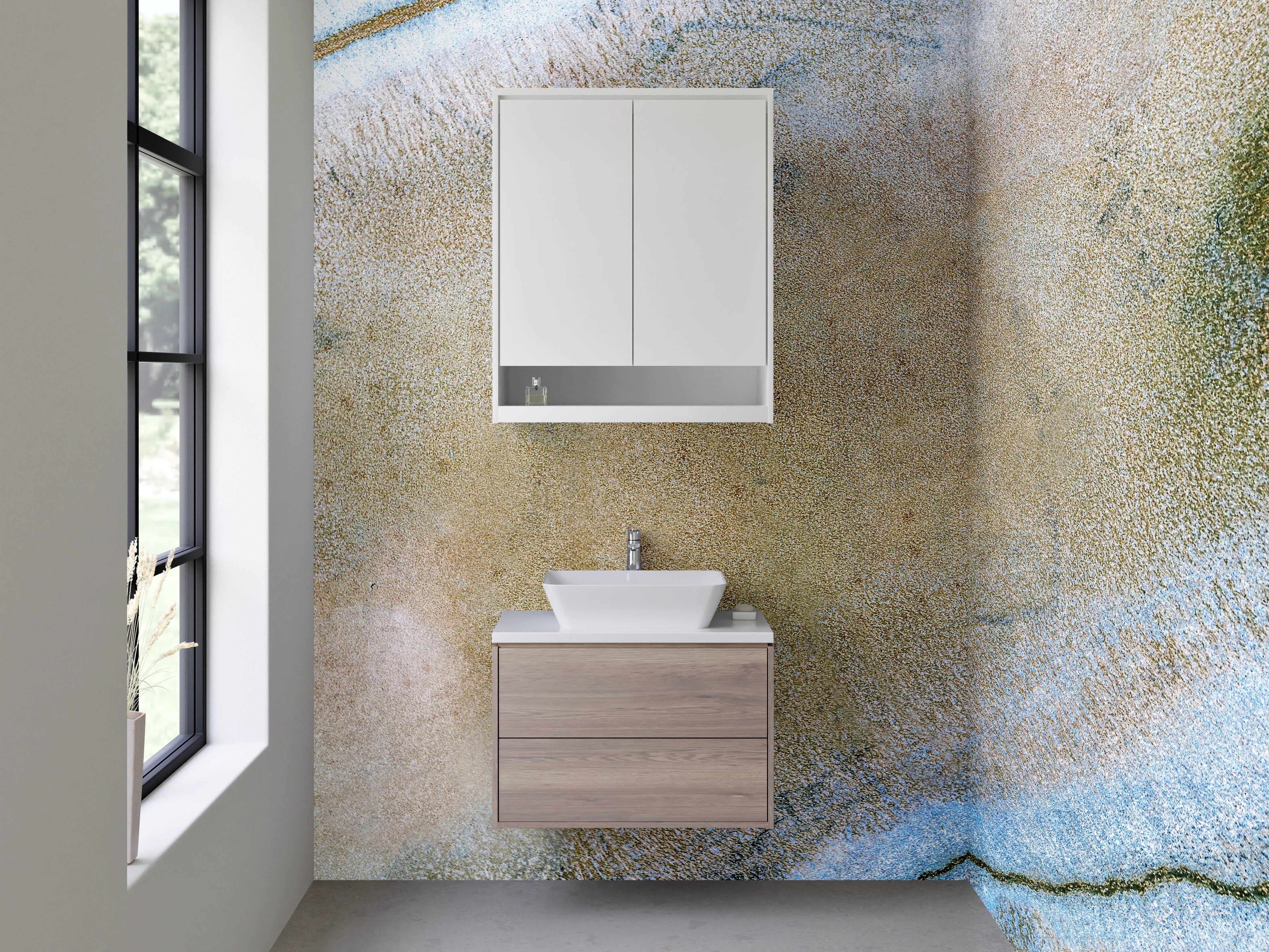 Waschbecken-Rückwand - Modernes Marmor Aquarell Design