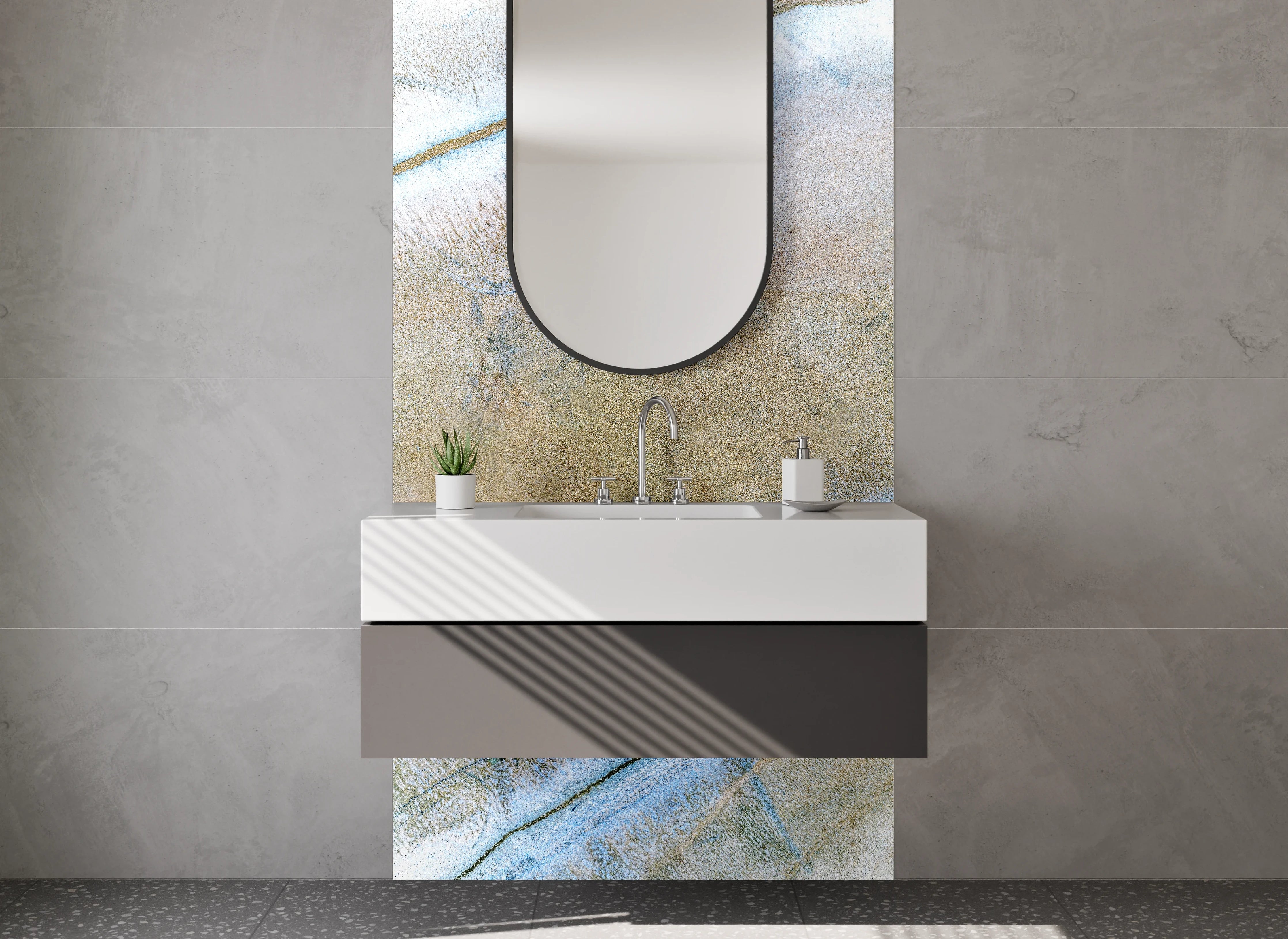 Waschbecken-Rückwand - Modernes Marmor Aquarell Design