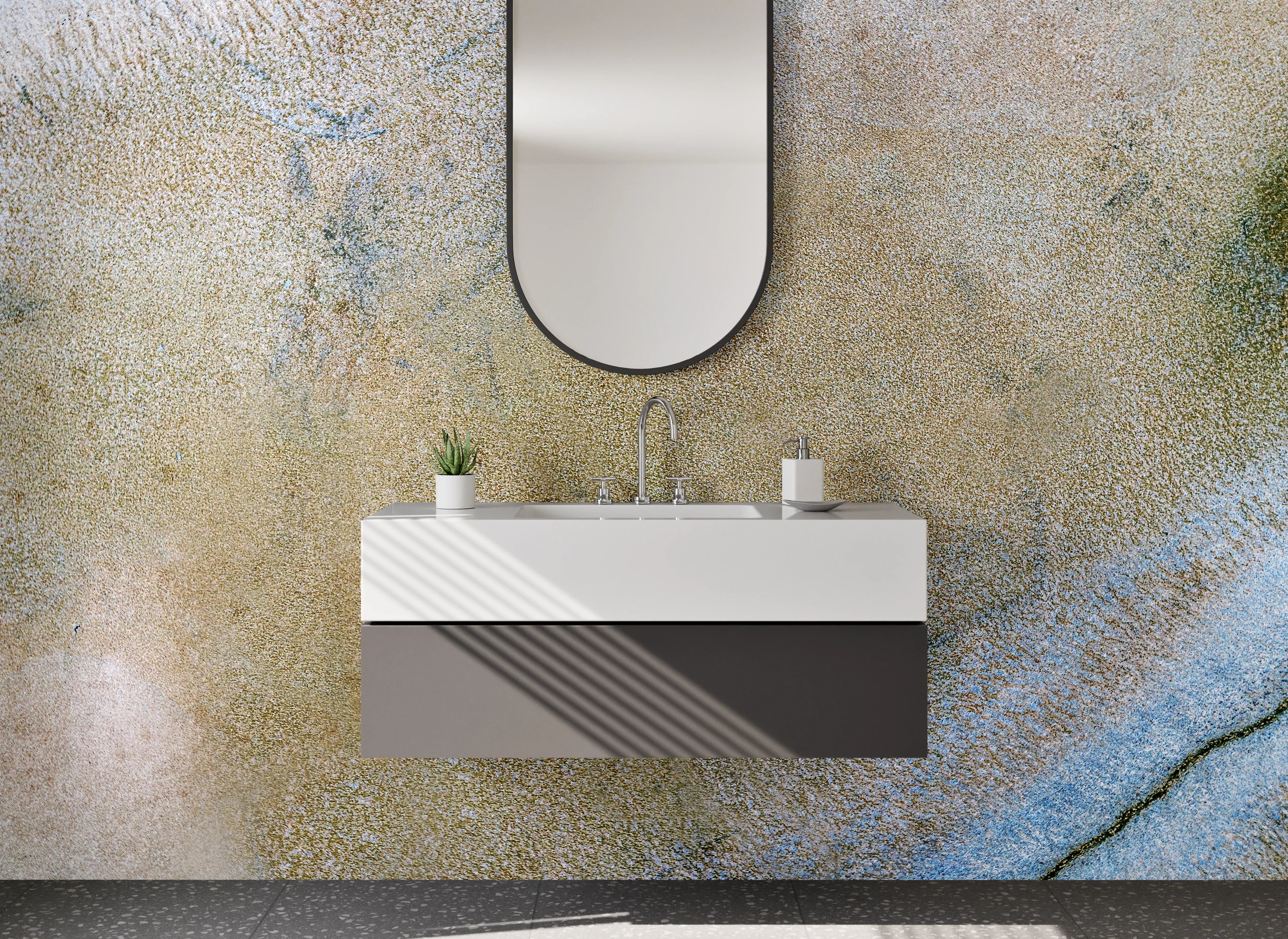 Waschbecken-Rückwand - Modernes Marmor Aquarell Design
