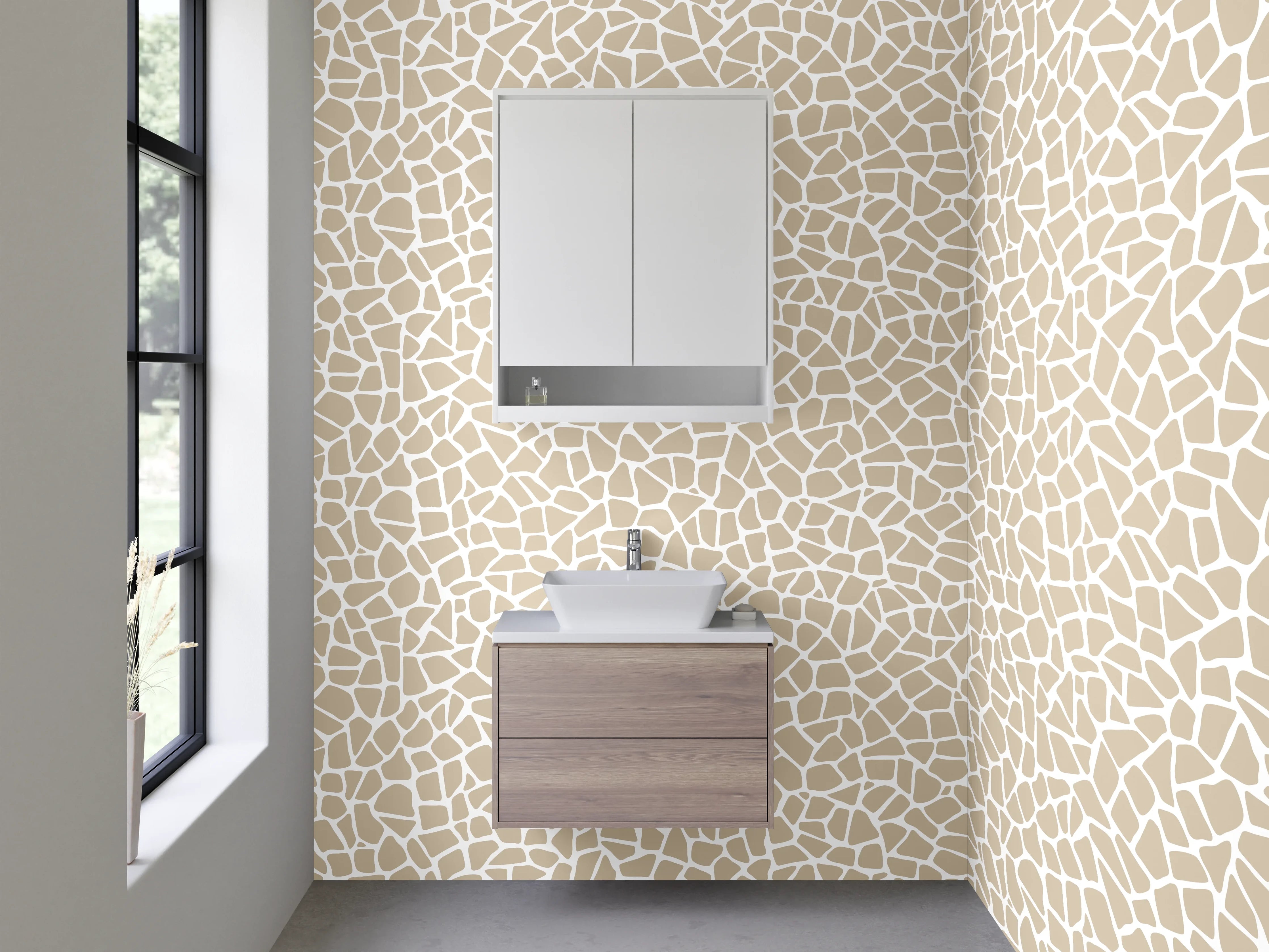 Waschbecken-Rückwand - Modernes Mosaik Muster Beige Weiß