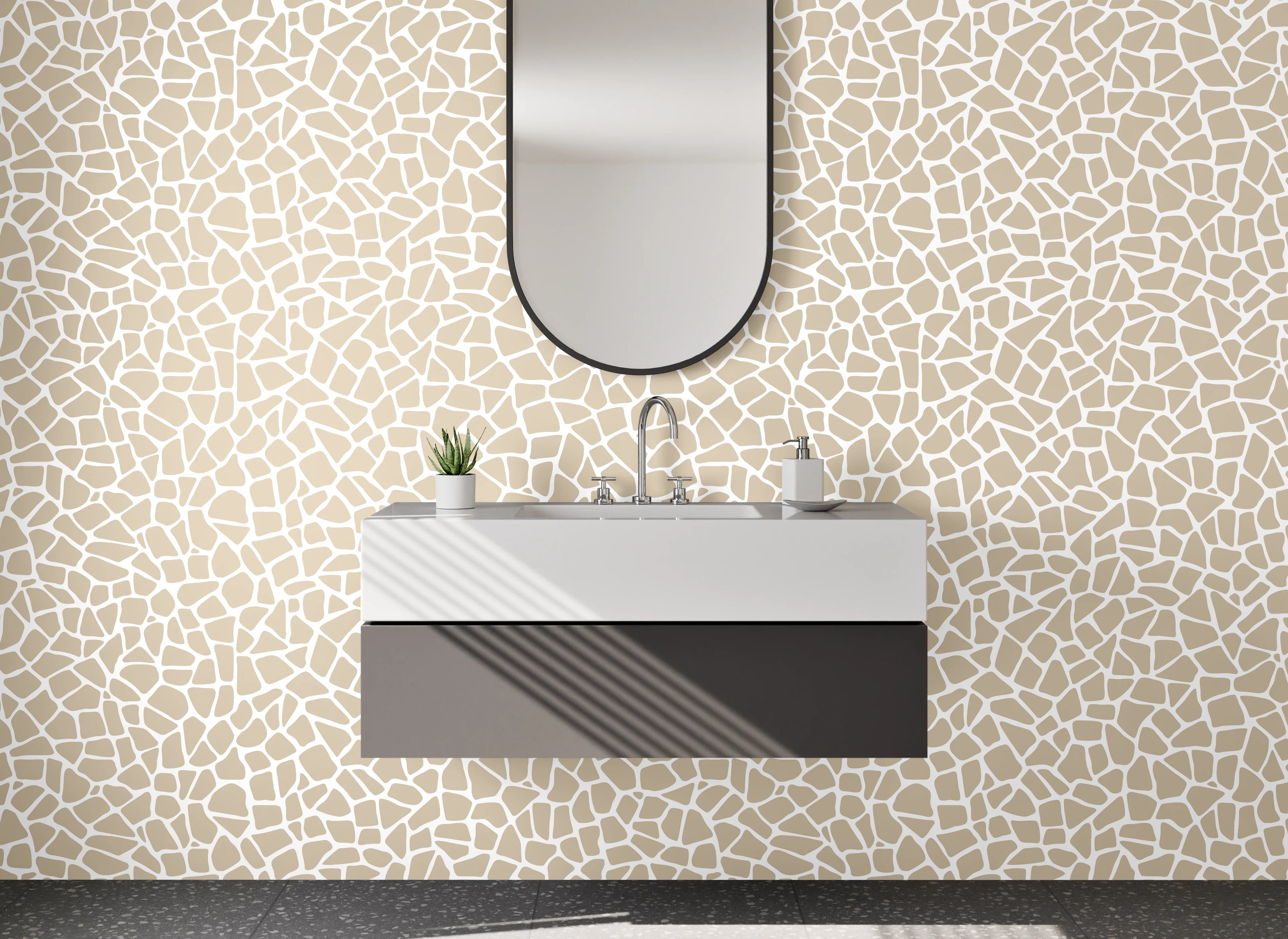 Waschbecken-Rückwand - Modernes Mosaik Muster Beige Weiß