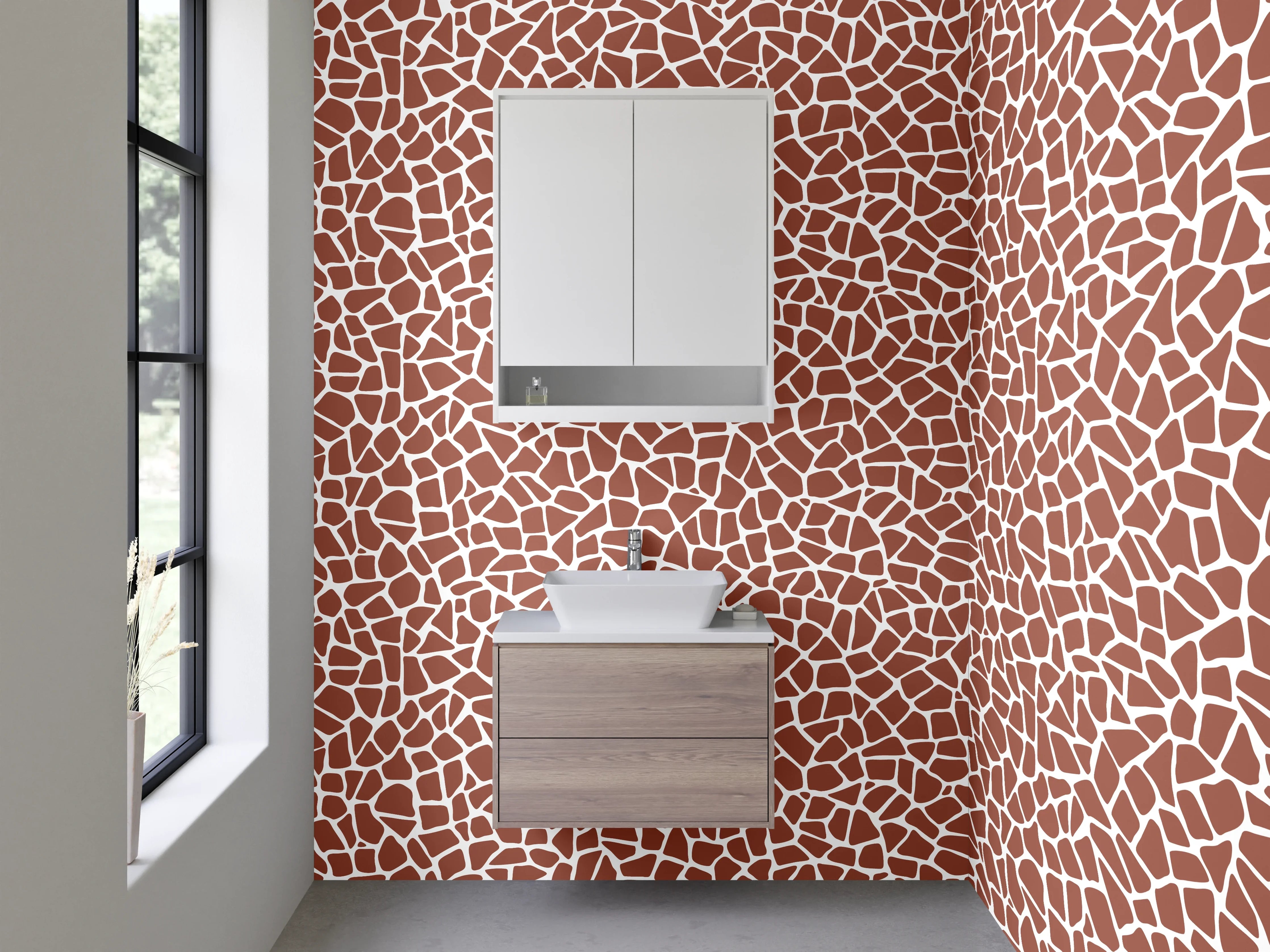 Waschbecken-Rückwand - Modernes Mosaik Muster Braun Beige