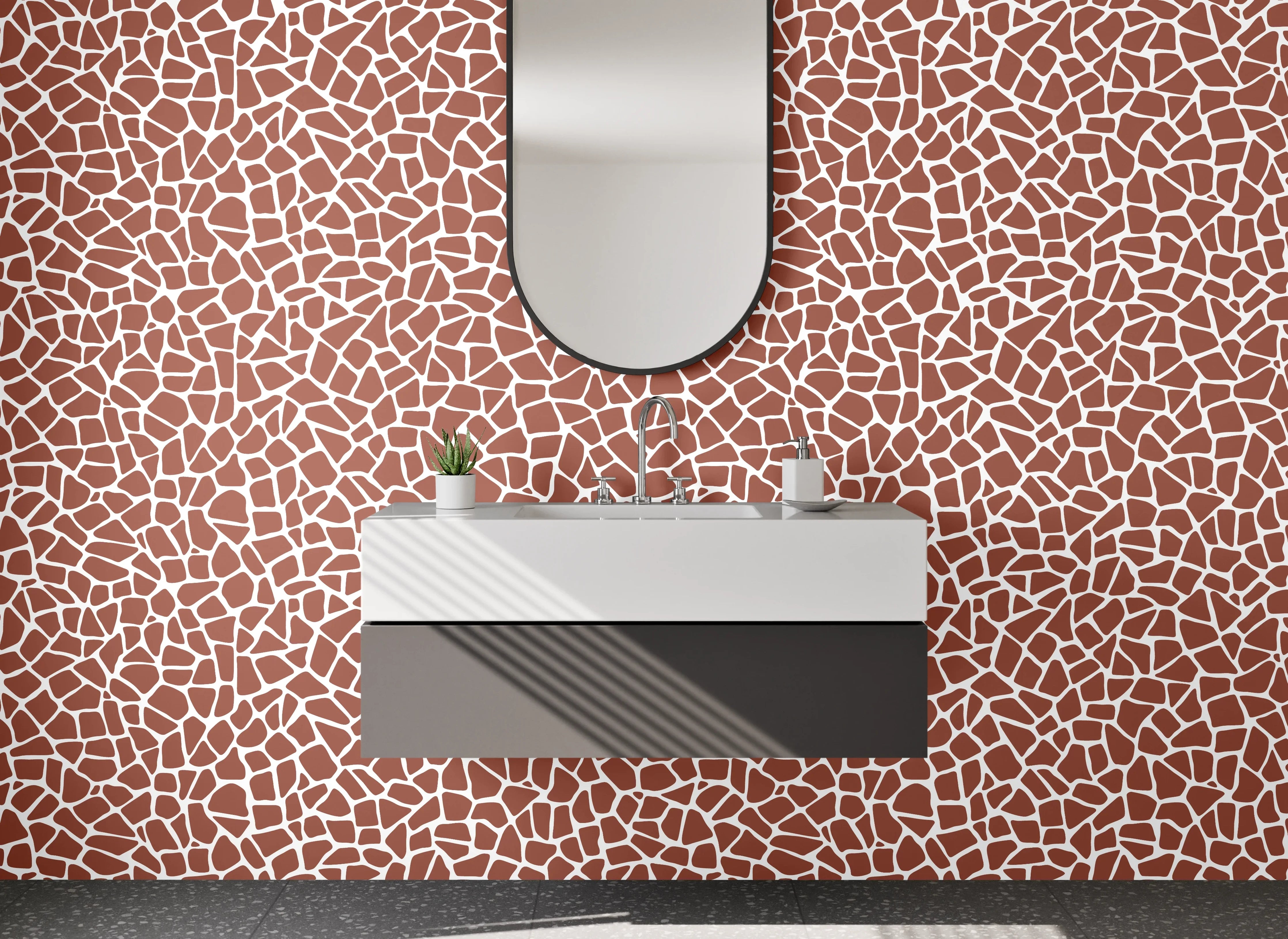 Waschbecken-Rückwand - Modernes Mosaik Muster Braun Beige
