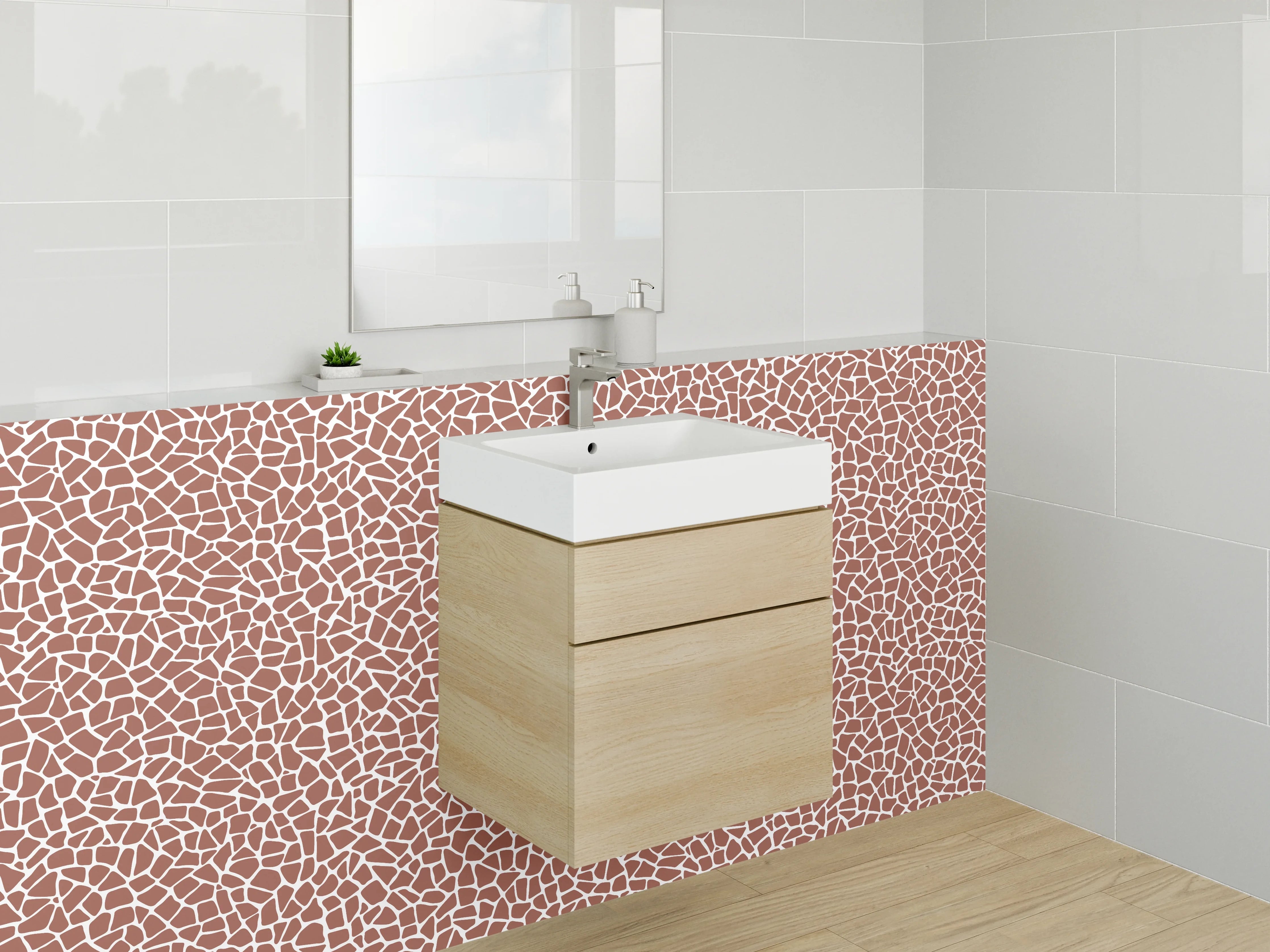Waschbecken-Rückwand - Modernes Mosaik Muster Braun Beige
