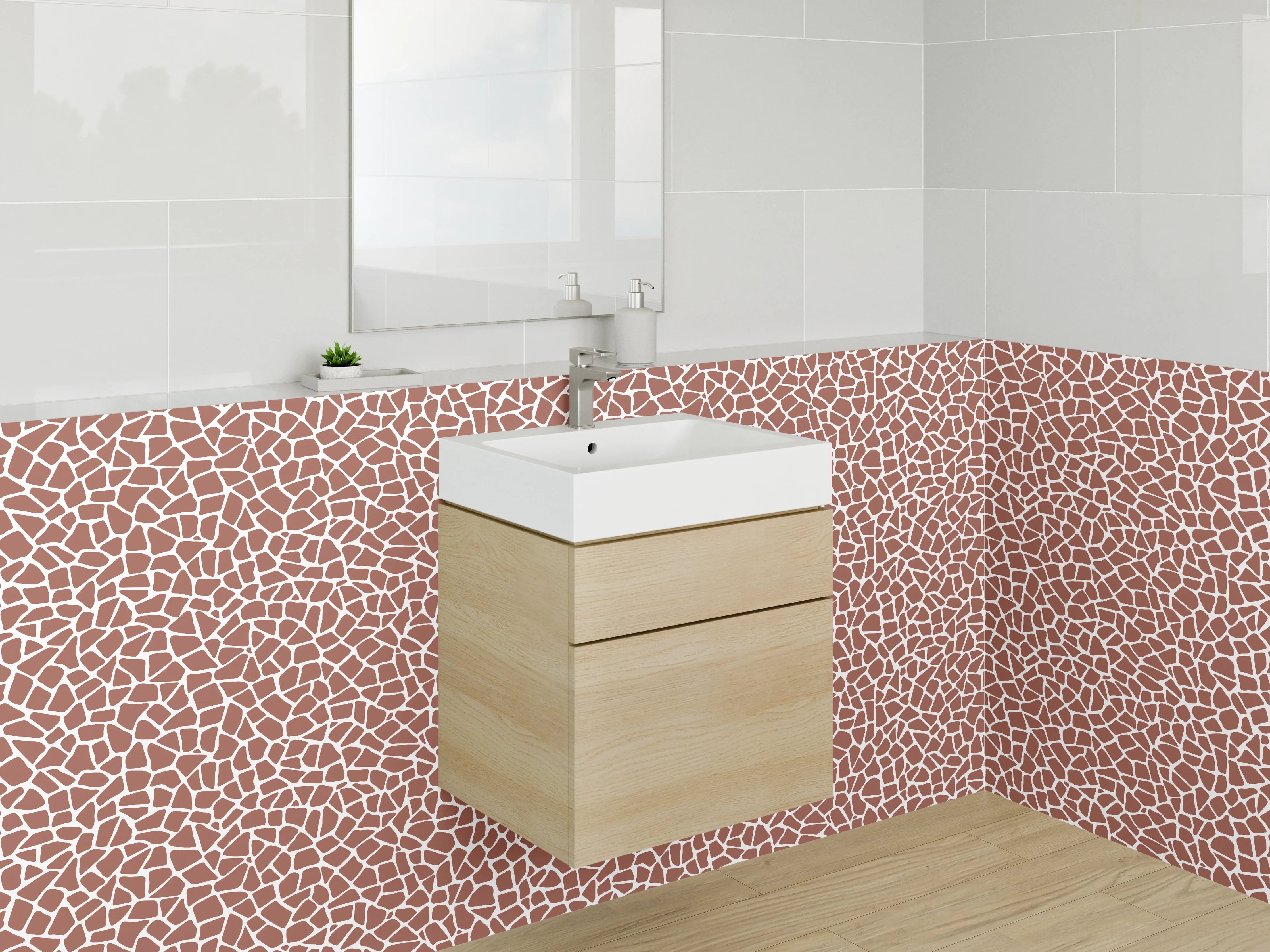 Waschbecken-Rückwand - Modernes Mosaik Muster Braun Beige