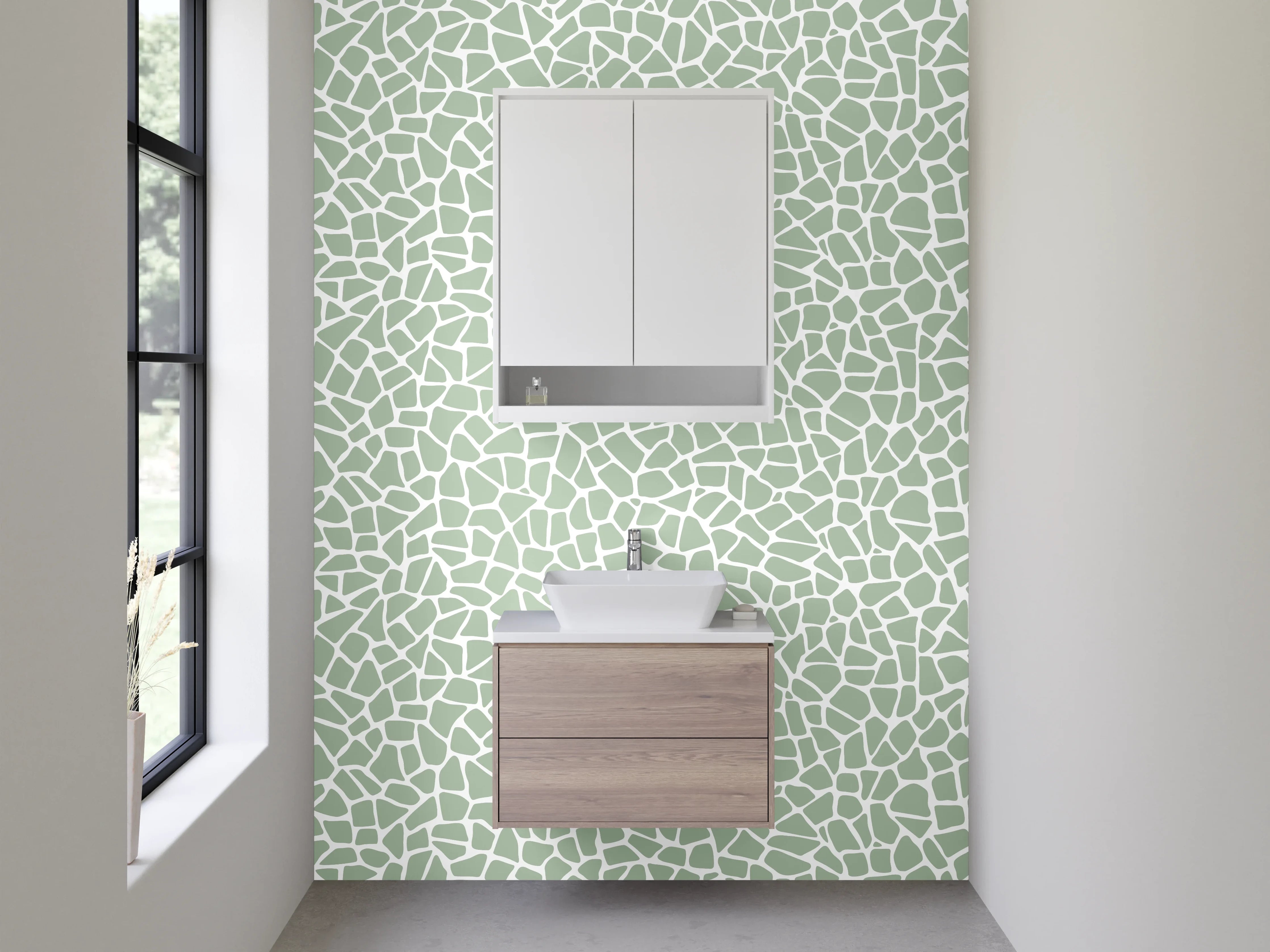 Waschbecken-Rückwand - Modernes Mosaik Muster Grau Weiß